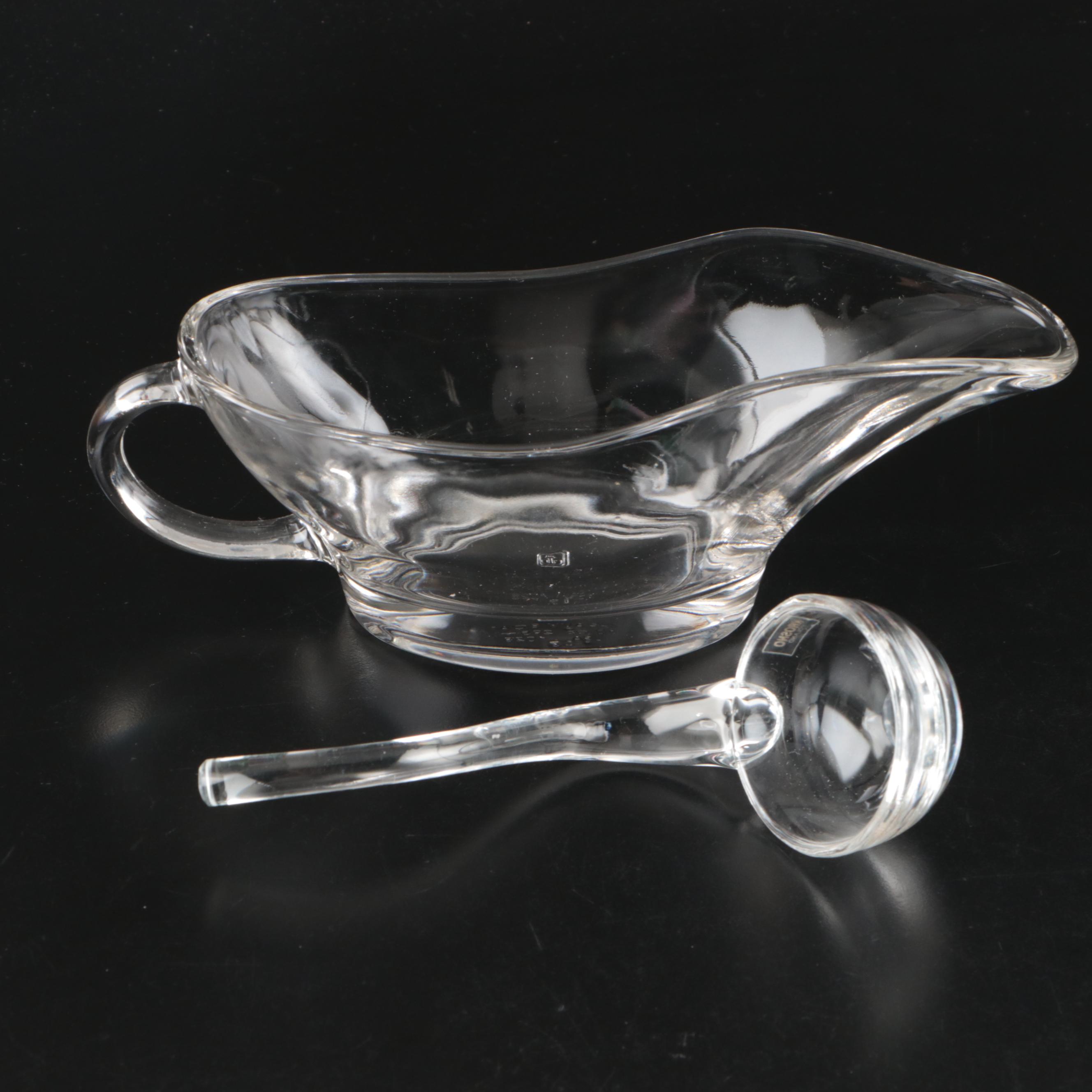 Anchor Hocking Glass Gravy Boat with Krosno Ladle and Other Table Accessories