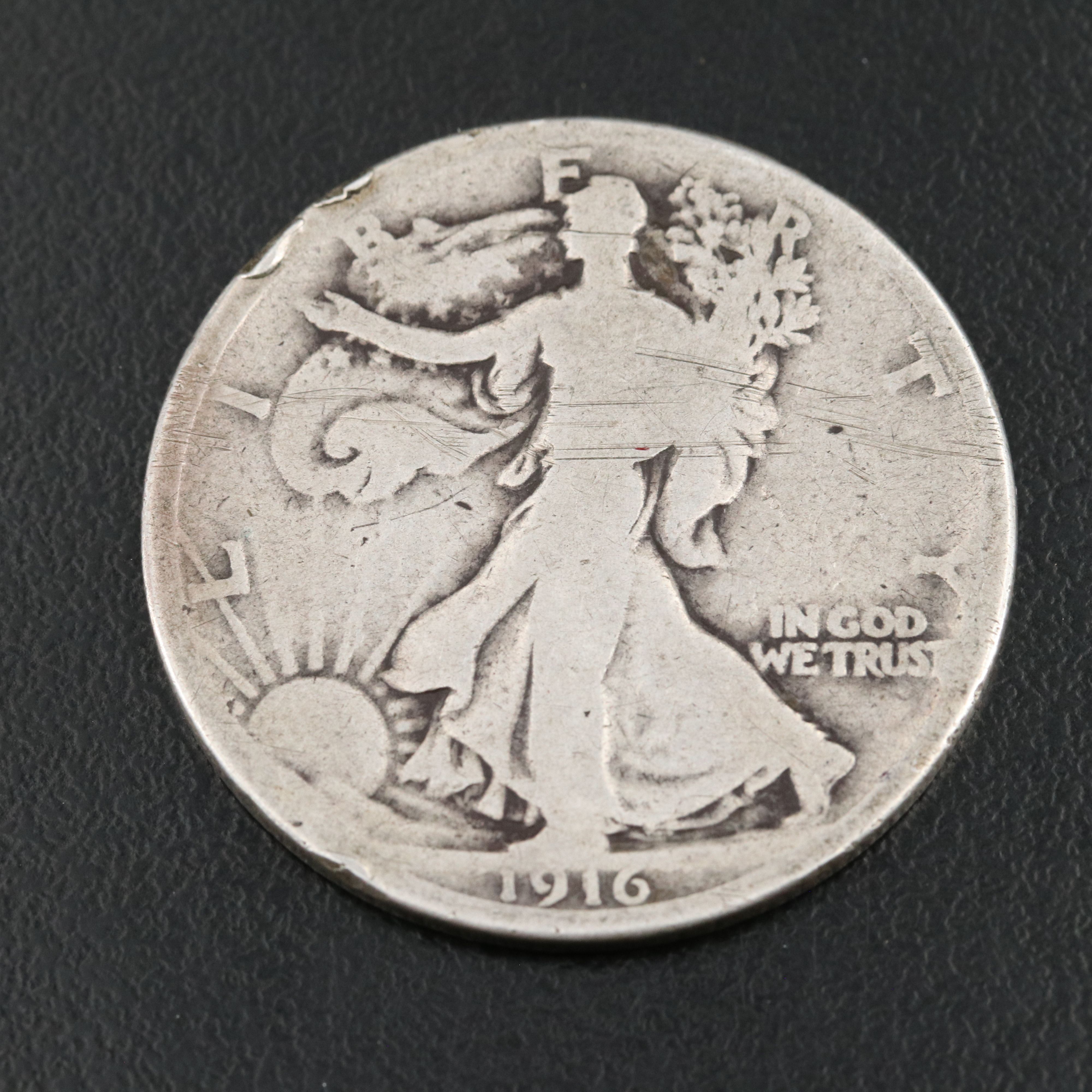 Three Different 1916 Walking Liberty Half Dollars