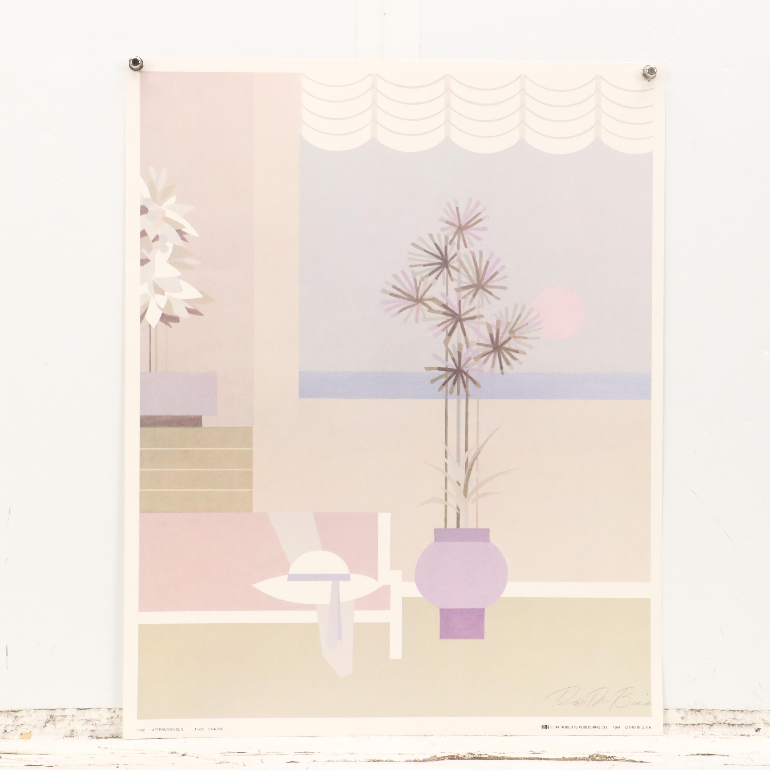 Ron DuBois Offset Lithographs of Stylized Interior Scenes, 1984