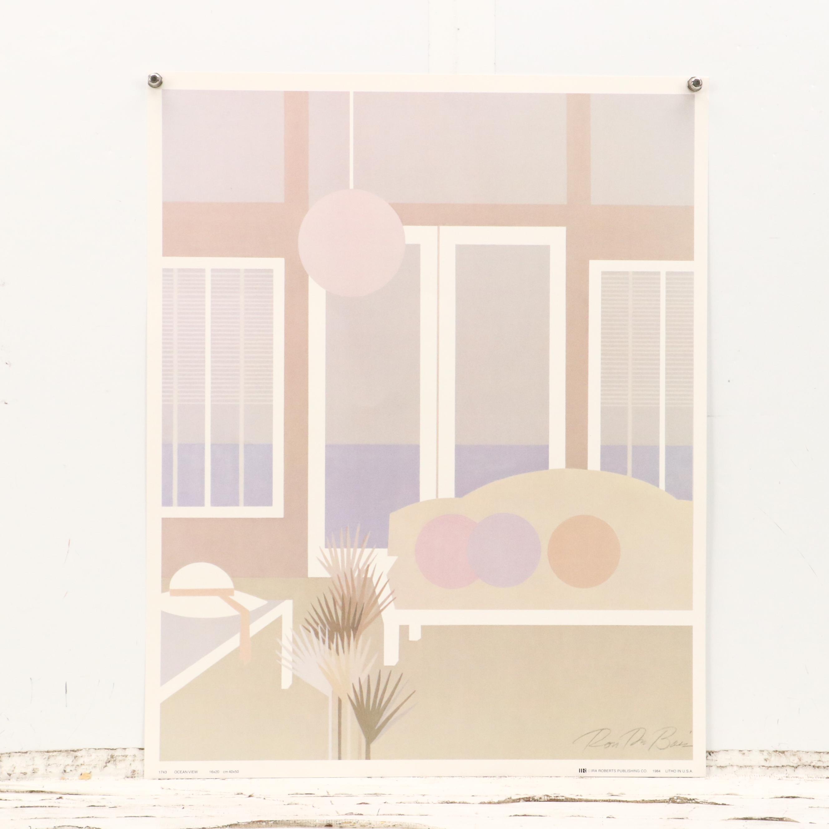 Ron DuBois Offset Lithographs of Stylized Interior Scenes, 1984