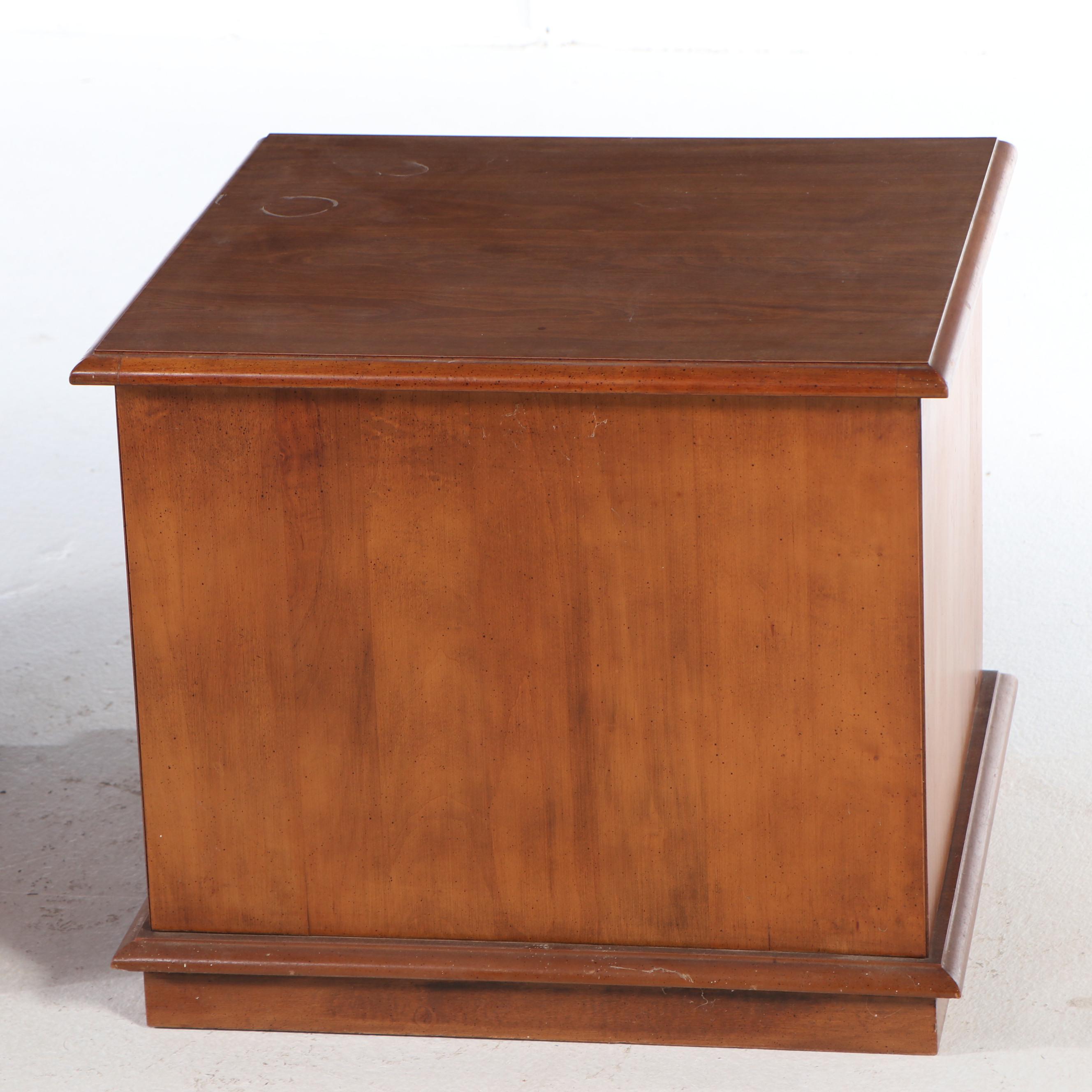 Pair of Wooden End Tables with Shutter Doors