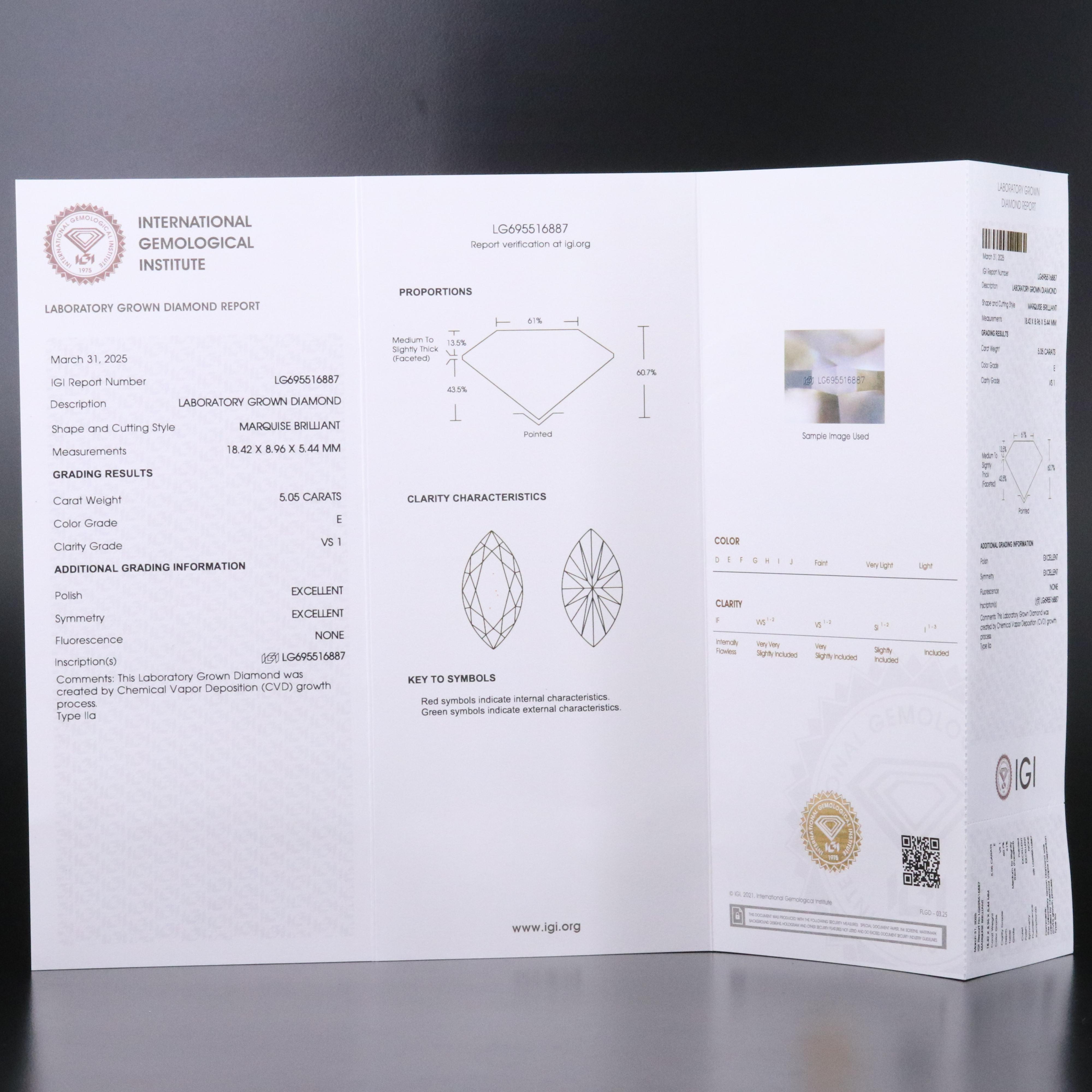 14K 5.05 CT Lab Grown Diamond Solitaire Ring with IGI Report