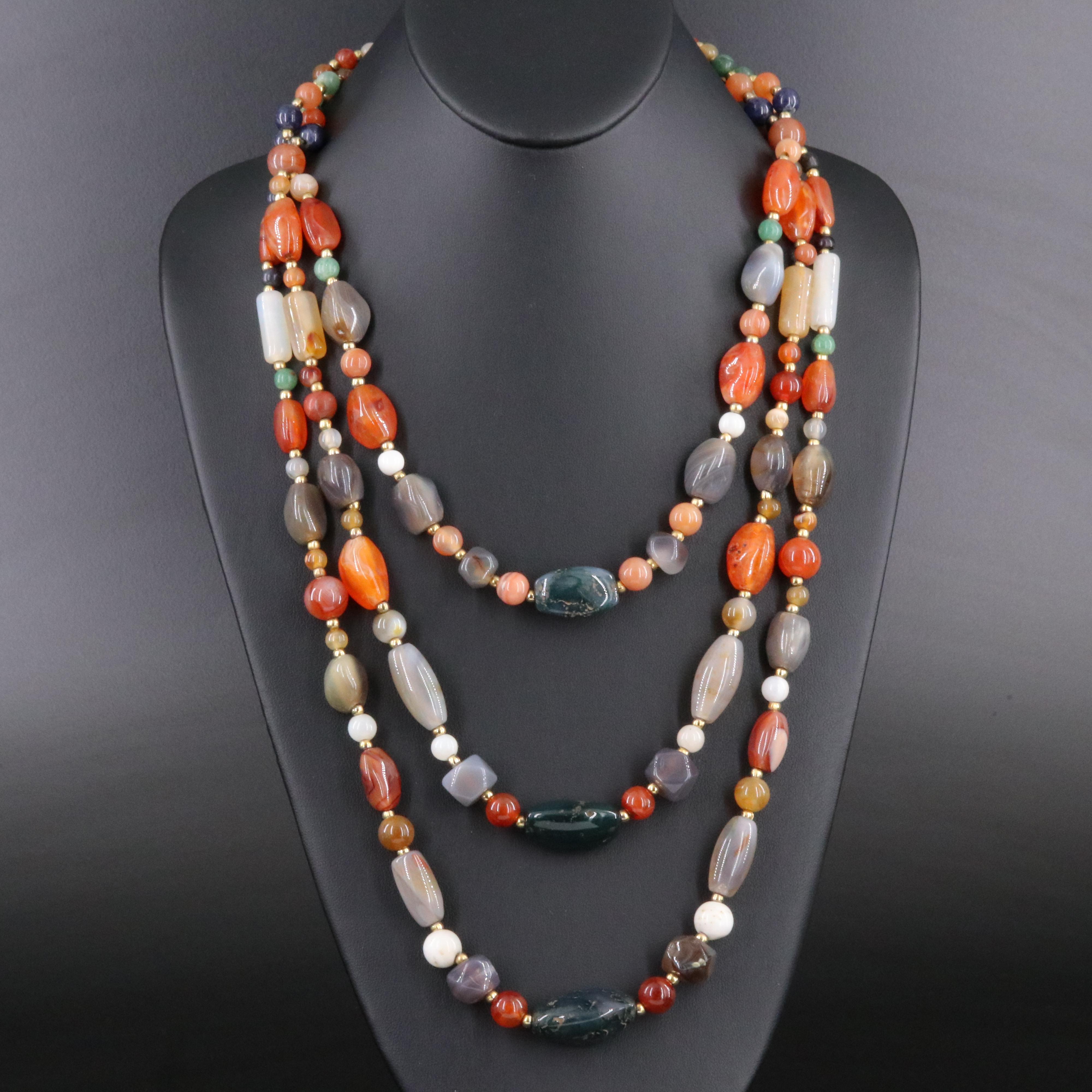 Tiered Necklace Included Agate, Black Onyx and Aventurine