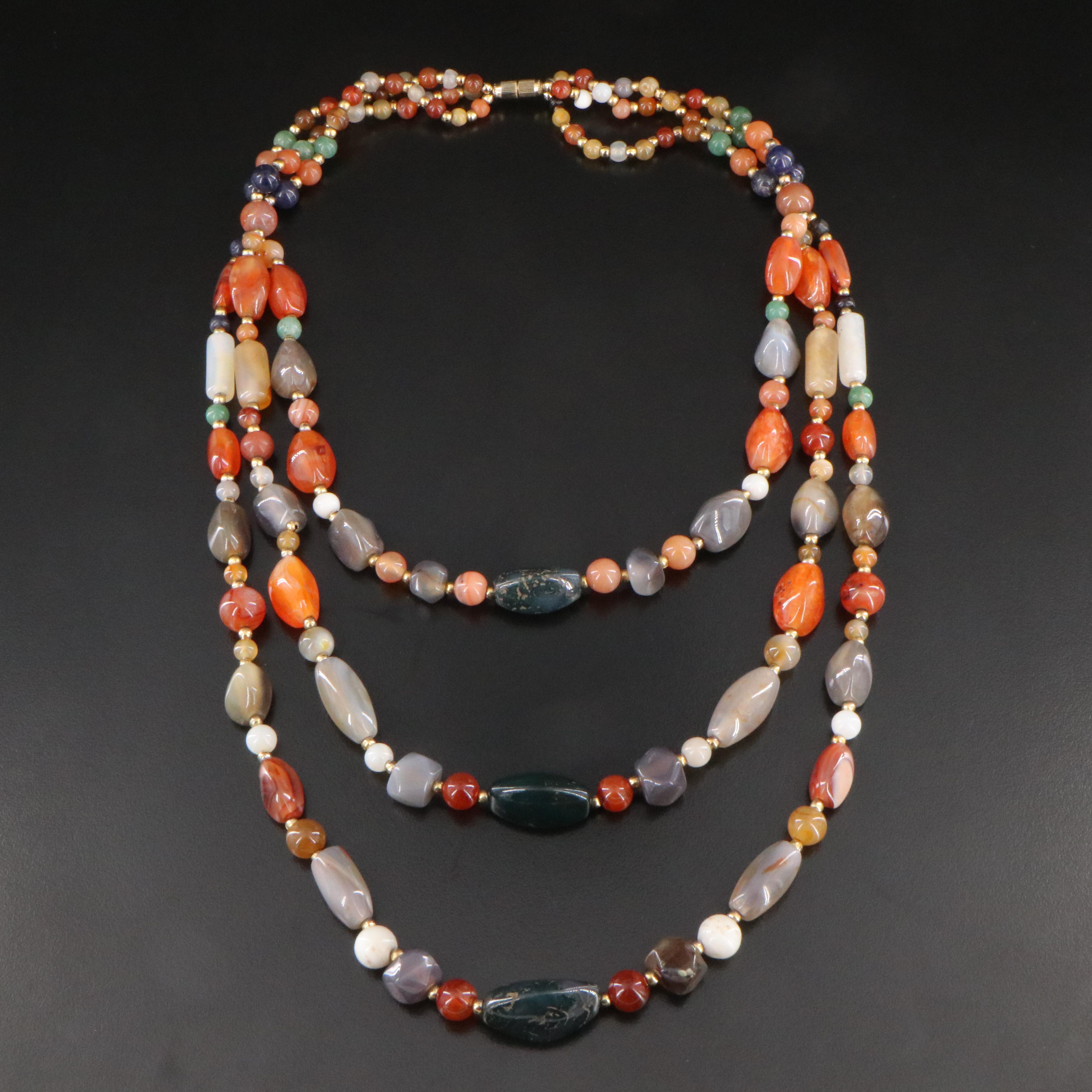 Tiered Necklace Included Agate, Black Onyx and Aventurine