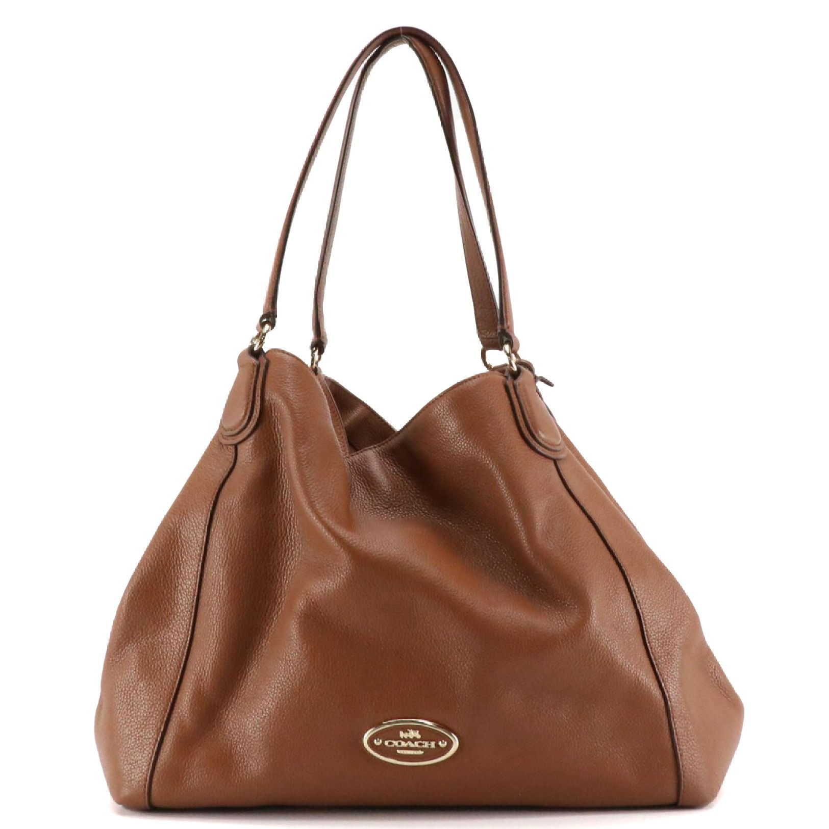 Coach Edie Hobo Shoulder Bag in Caramel Brown Grained Leather