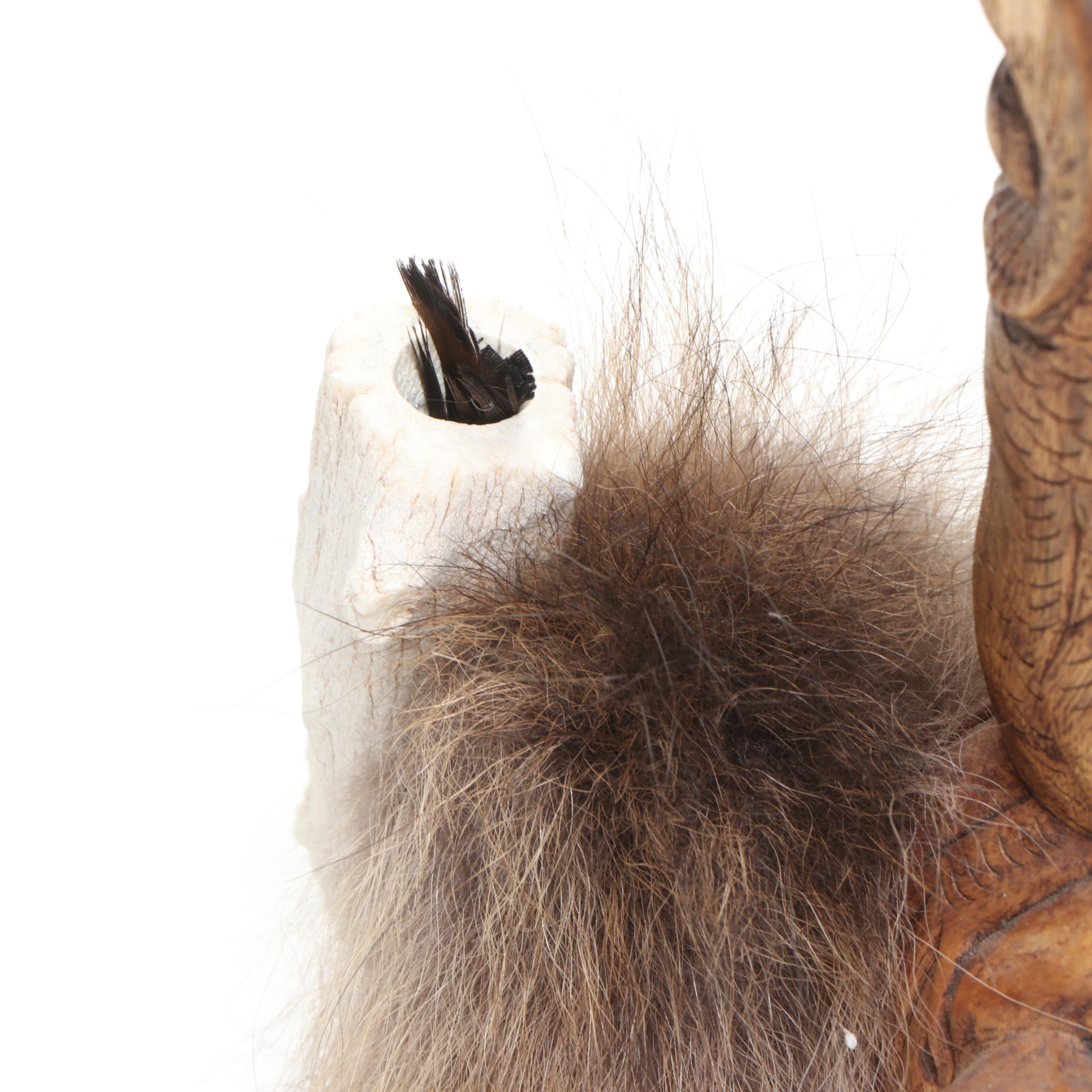 La Ne Ayo Native American Creek Beaded Carved Wood Owl Pipe