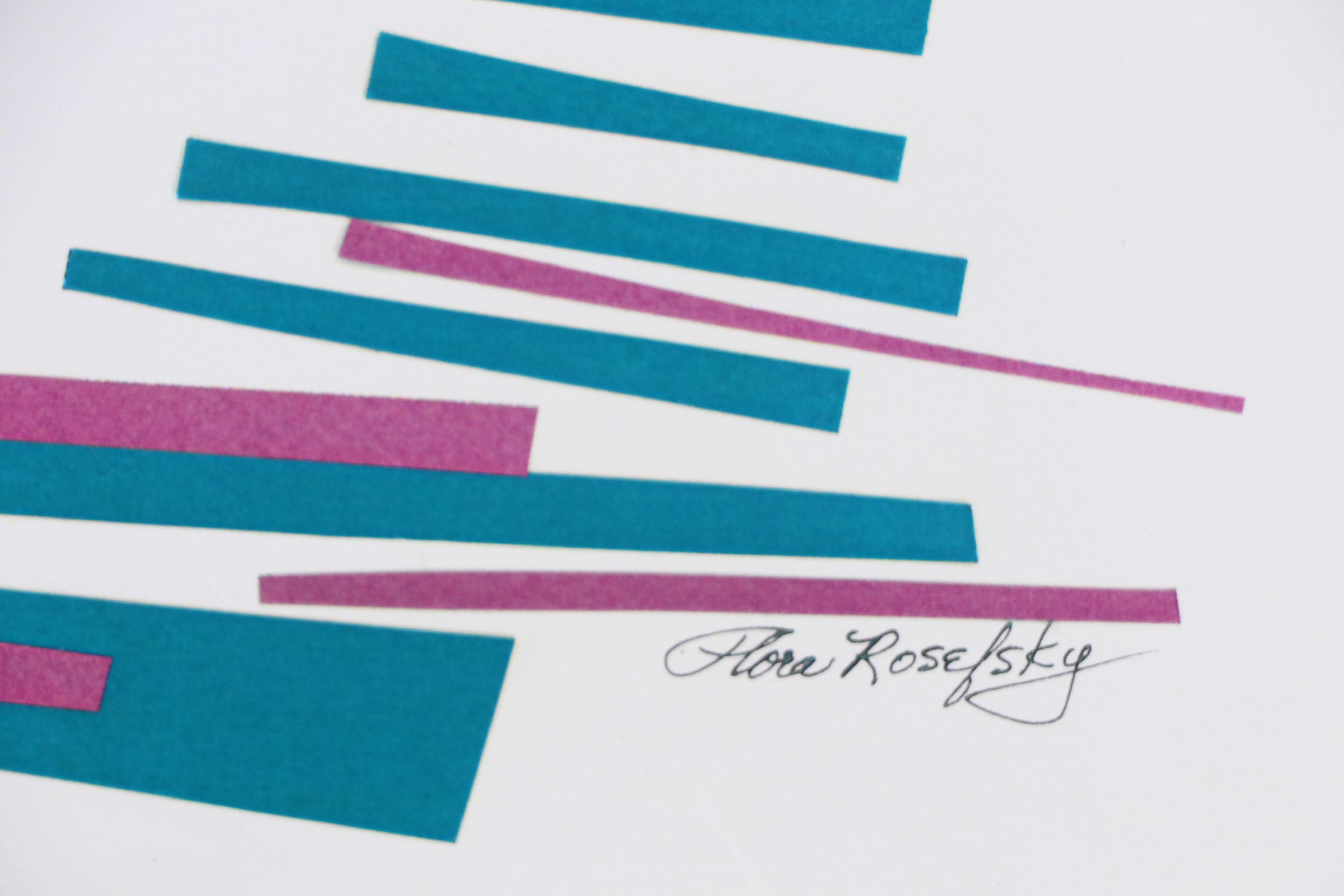 Flora Rosefsky Stylized Townscape Photomechanical Print, Late 20th Century