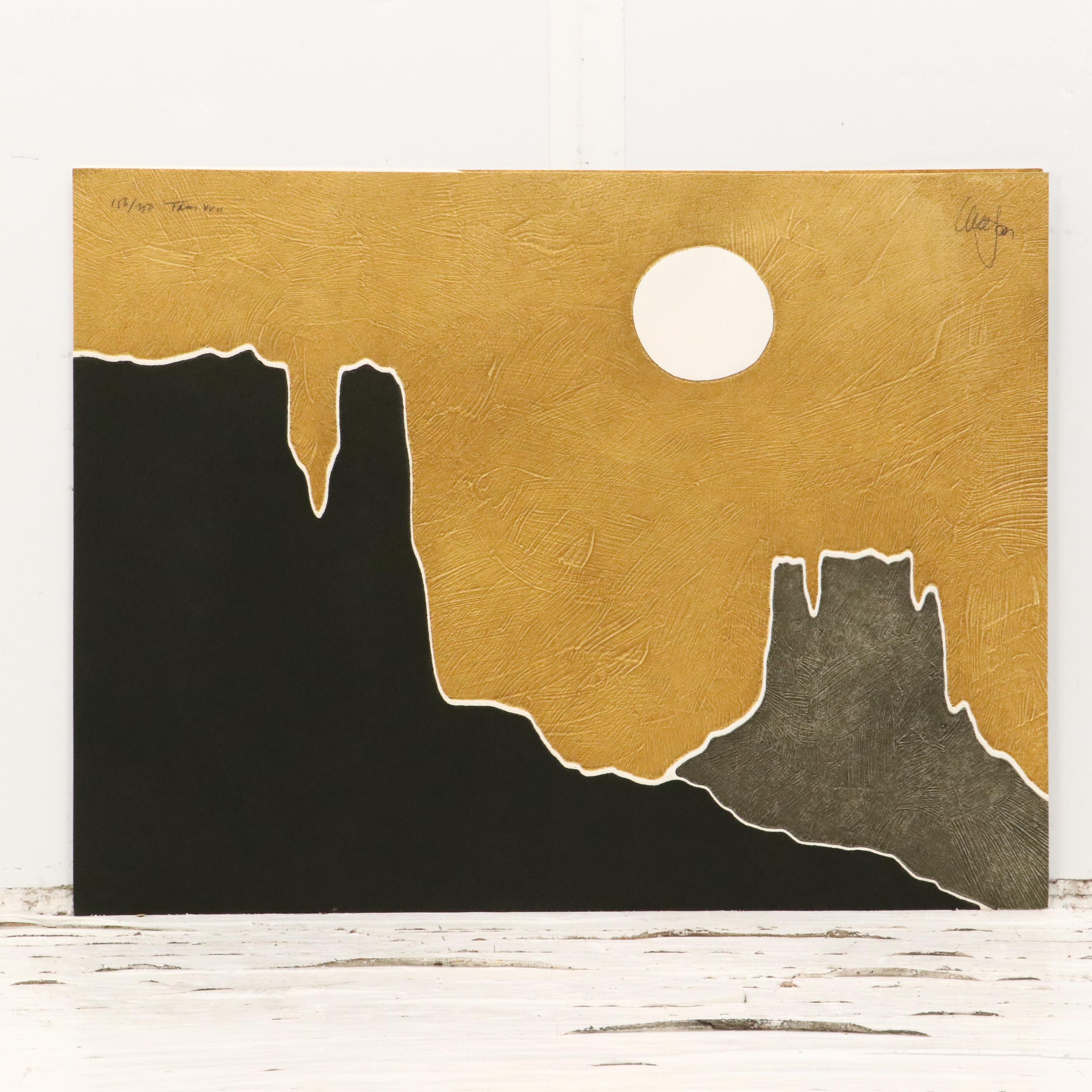 Peter Keefer Collagraphs of Southwestern Landscapes "Taos XL" and "Taos XVII"