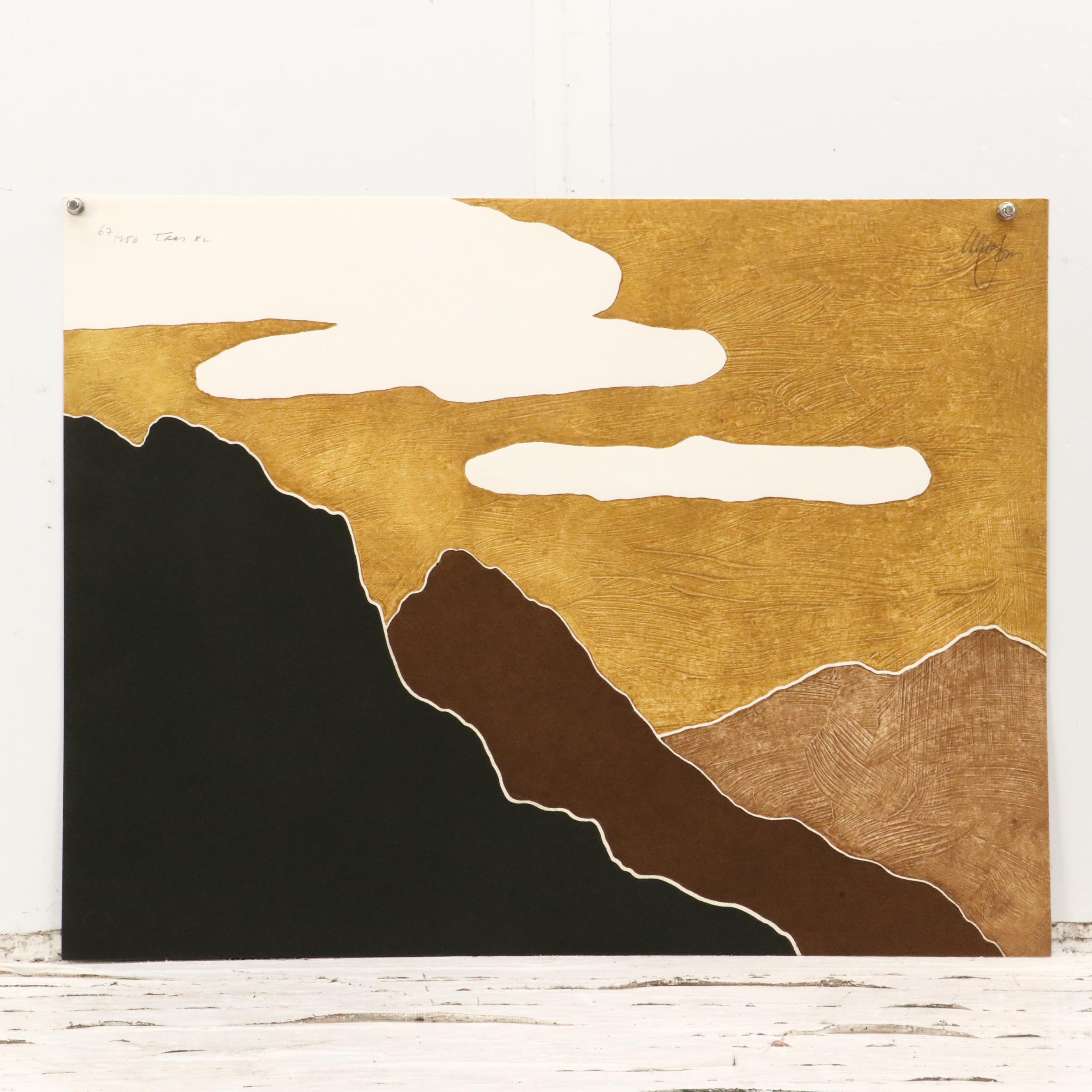 Peter Keefer Collagraphs of Southwestern Landscapes "Taos XL" and "Taos XVII"
