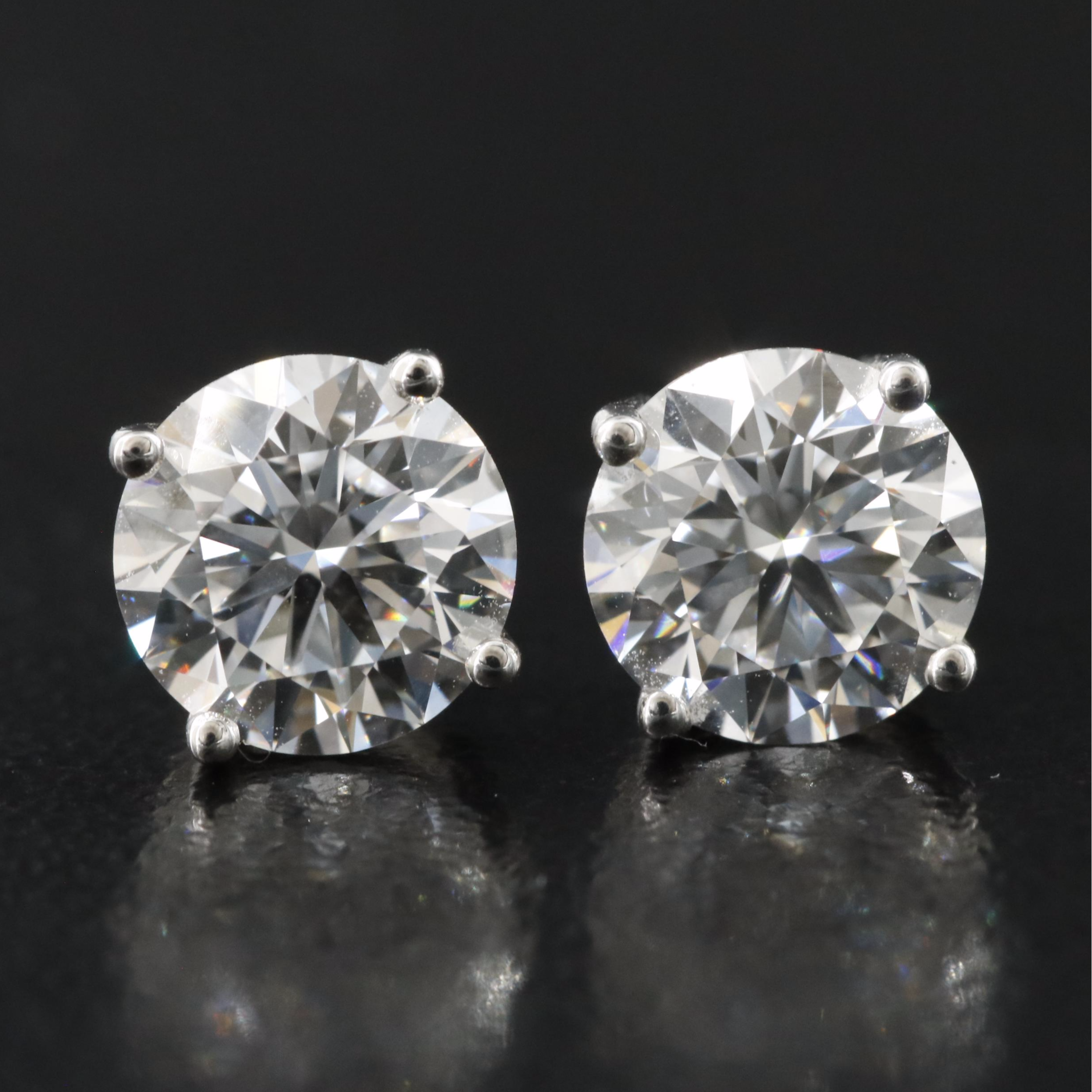 Platinum 2.10 CTW Lab Grown Diamond Stud Earrings with IGI Reports