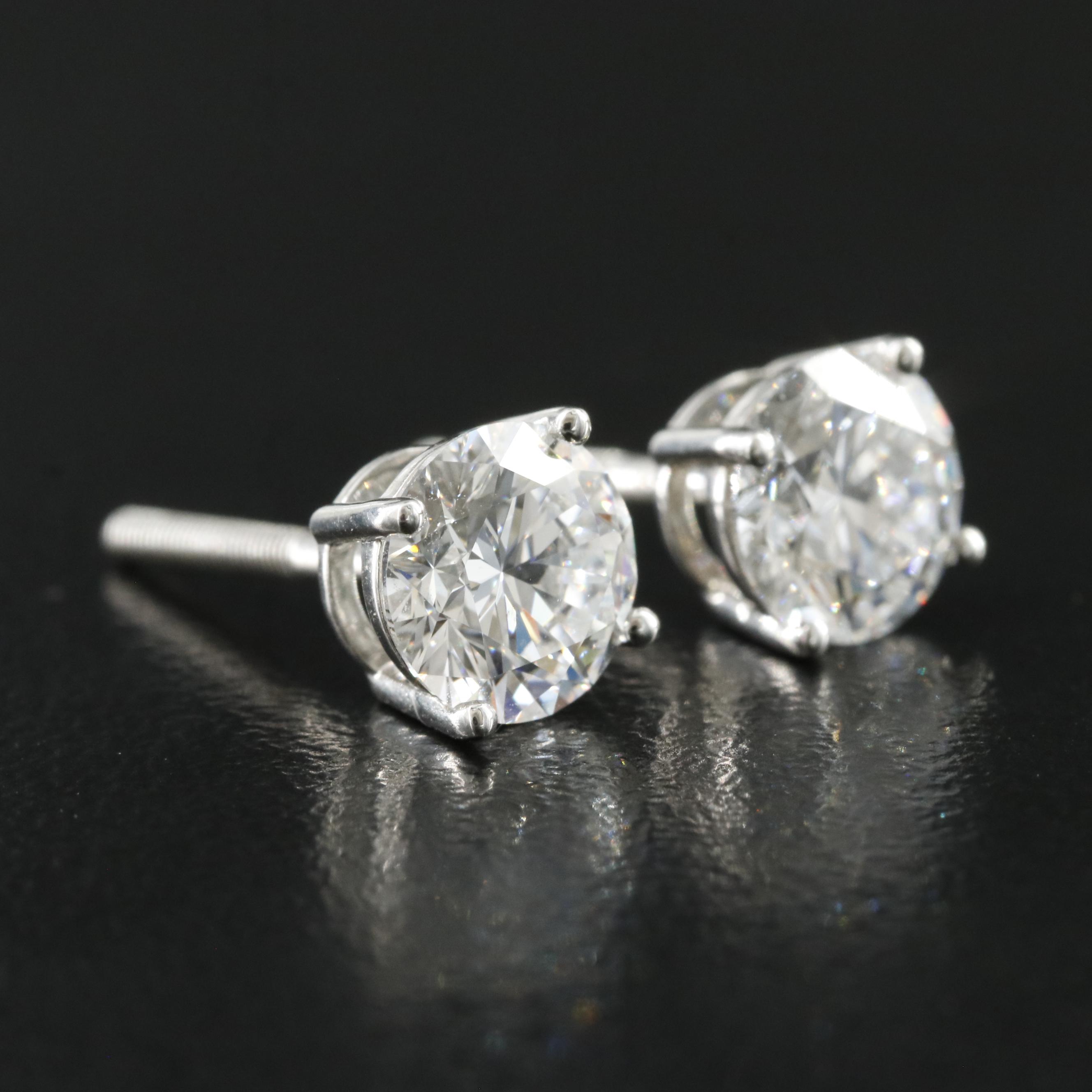 Platinum 2.10 CTW Lab Grown Diamond Stud Earrings with IGI Reports