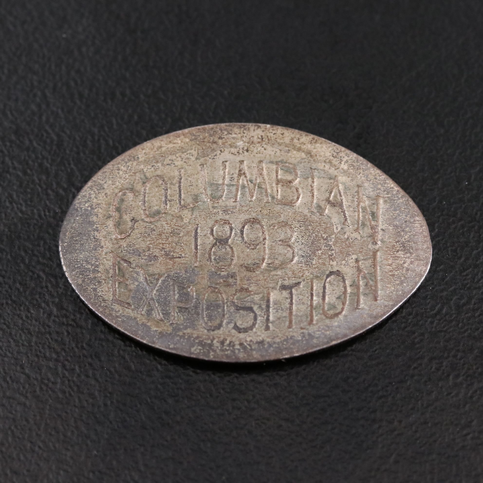 1893 Columbia Exposition Souvenir Rolled Out Silver Dime