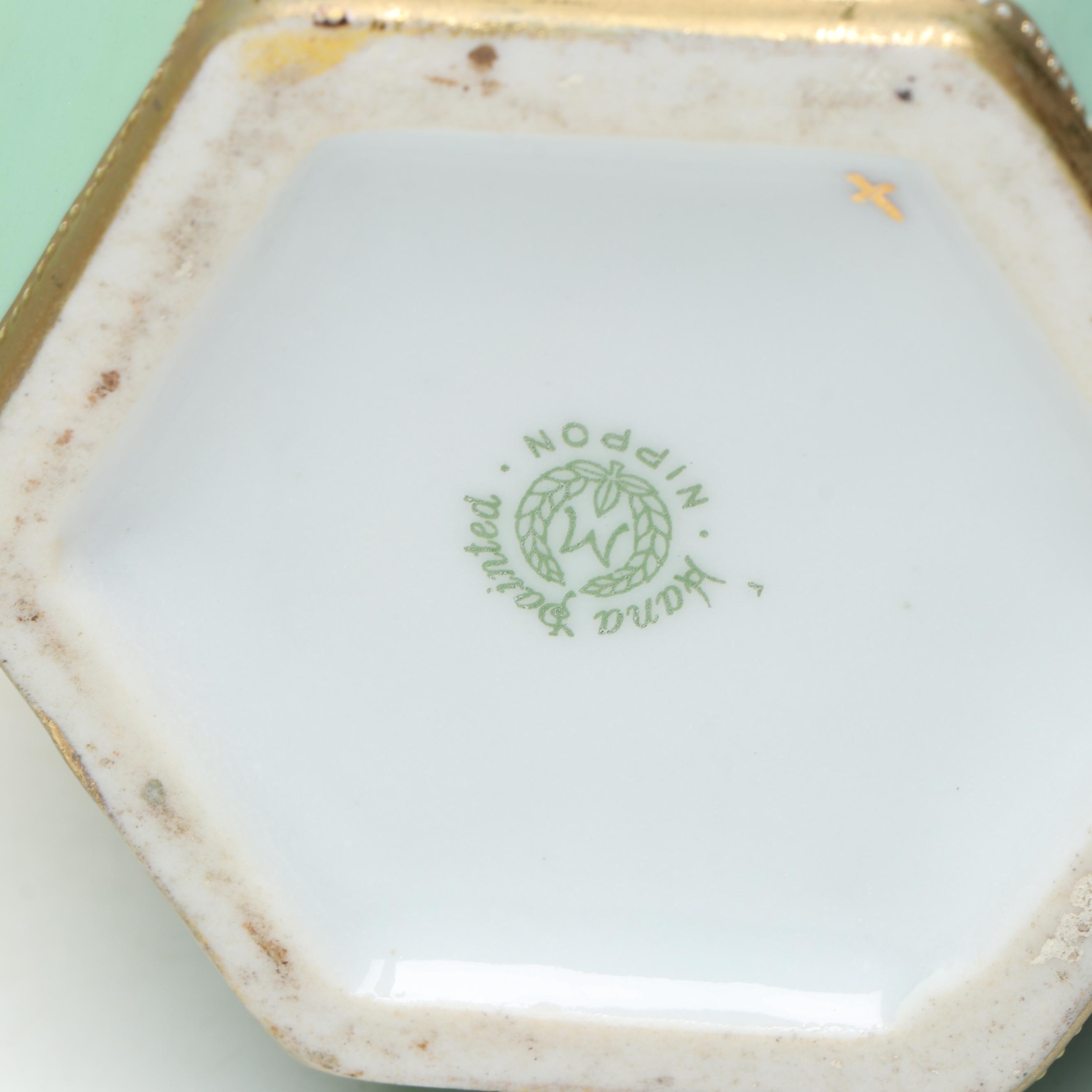 Morimura Bros. and More Gold Finish Floral Moriage Bone China Vases