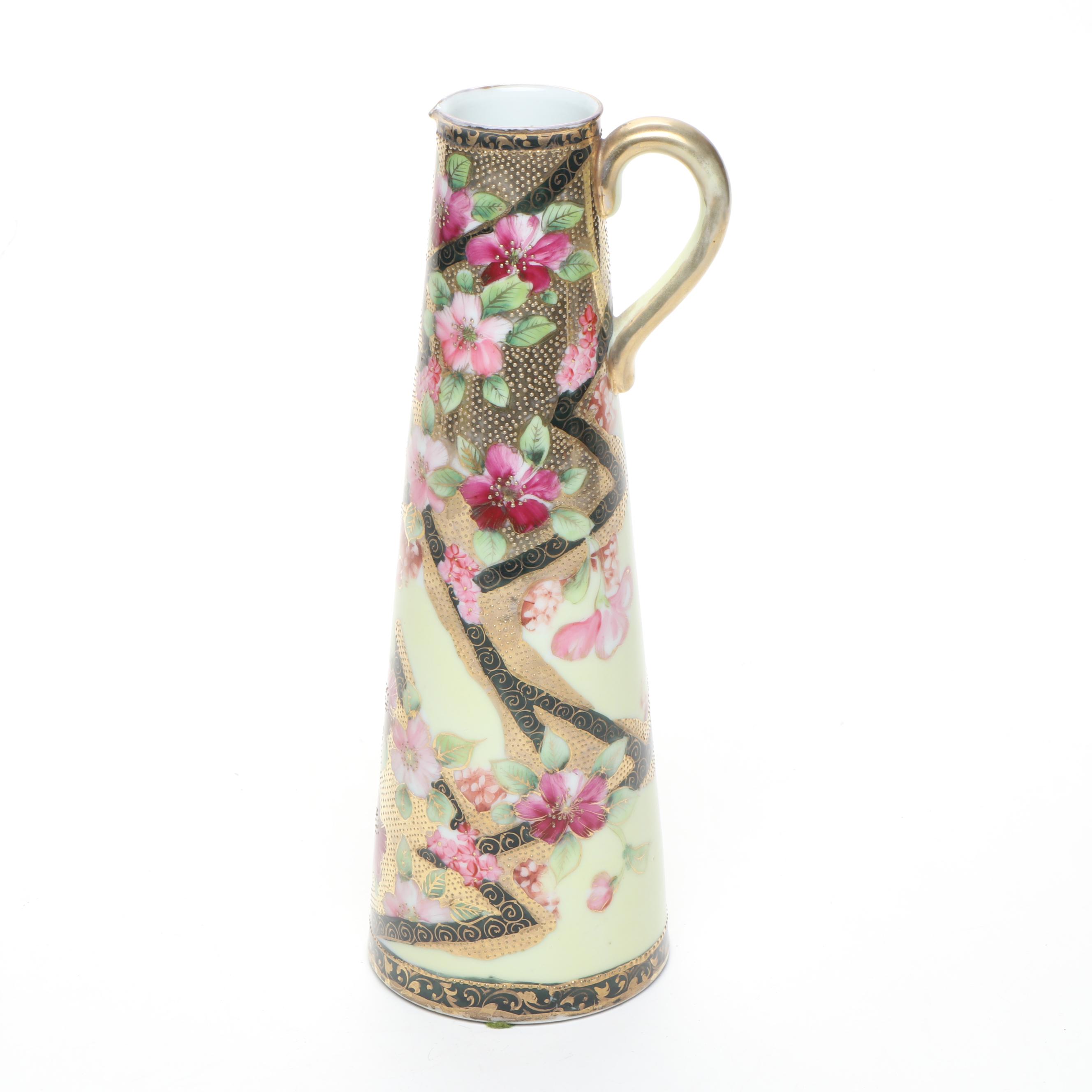 Morimura Bros. and More Gold Finish Floral Moriage Bone China Vases
