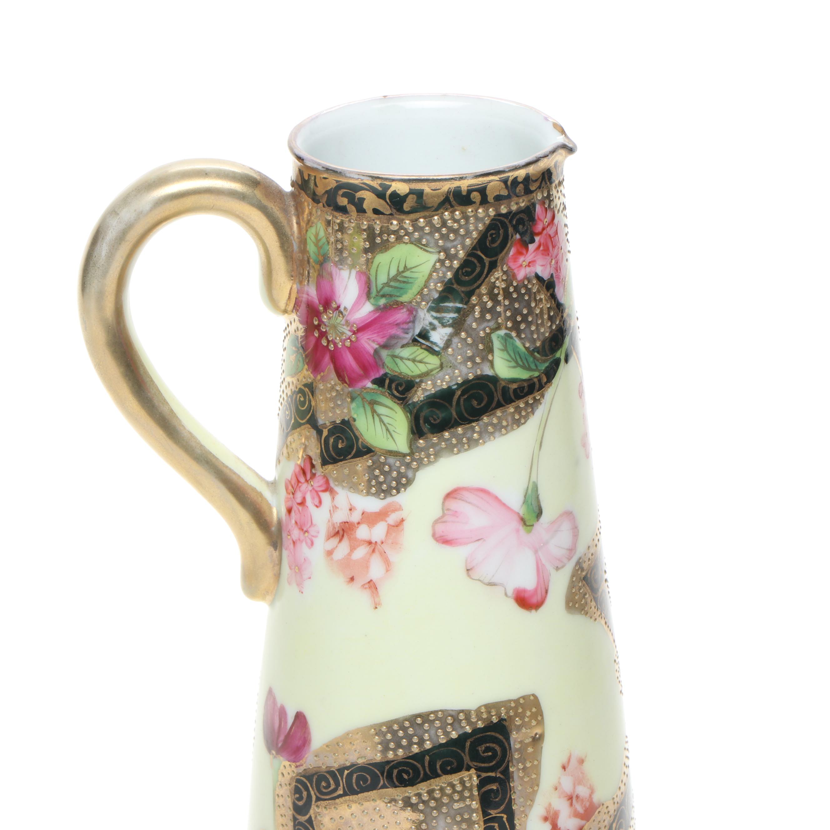 Morimura Bros. and More Gold Finish Floral Moriage Bone China Vases