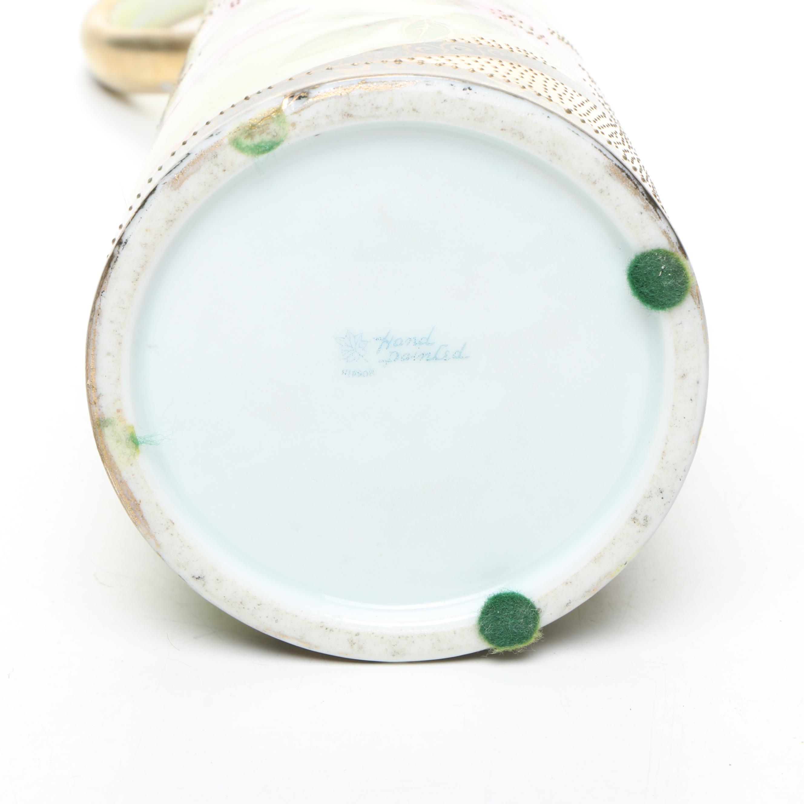 Morimura Bros. and More Gold Finish Floral Moriage Bone China Vases