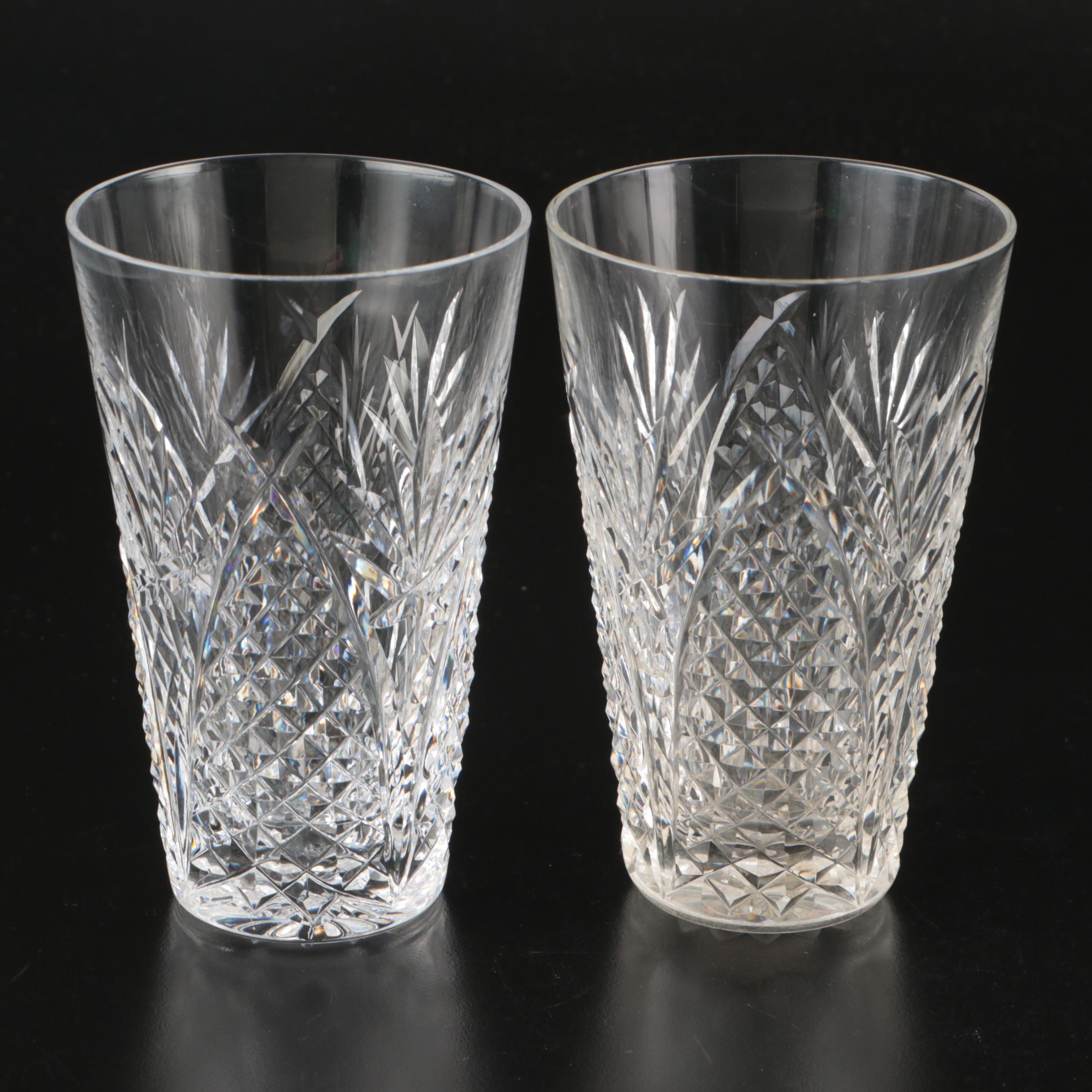 Waterford "Mooncoin" Crystal Highball Glasses with Other Waterford Glassware