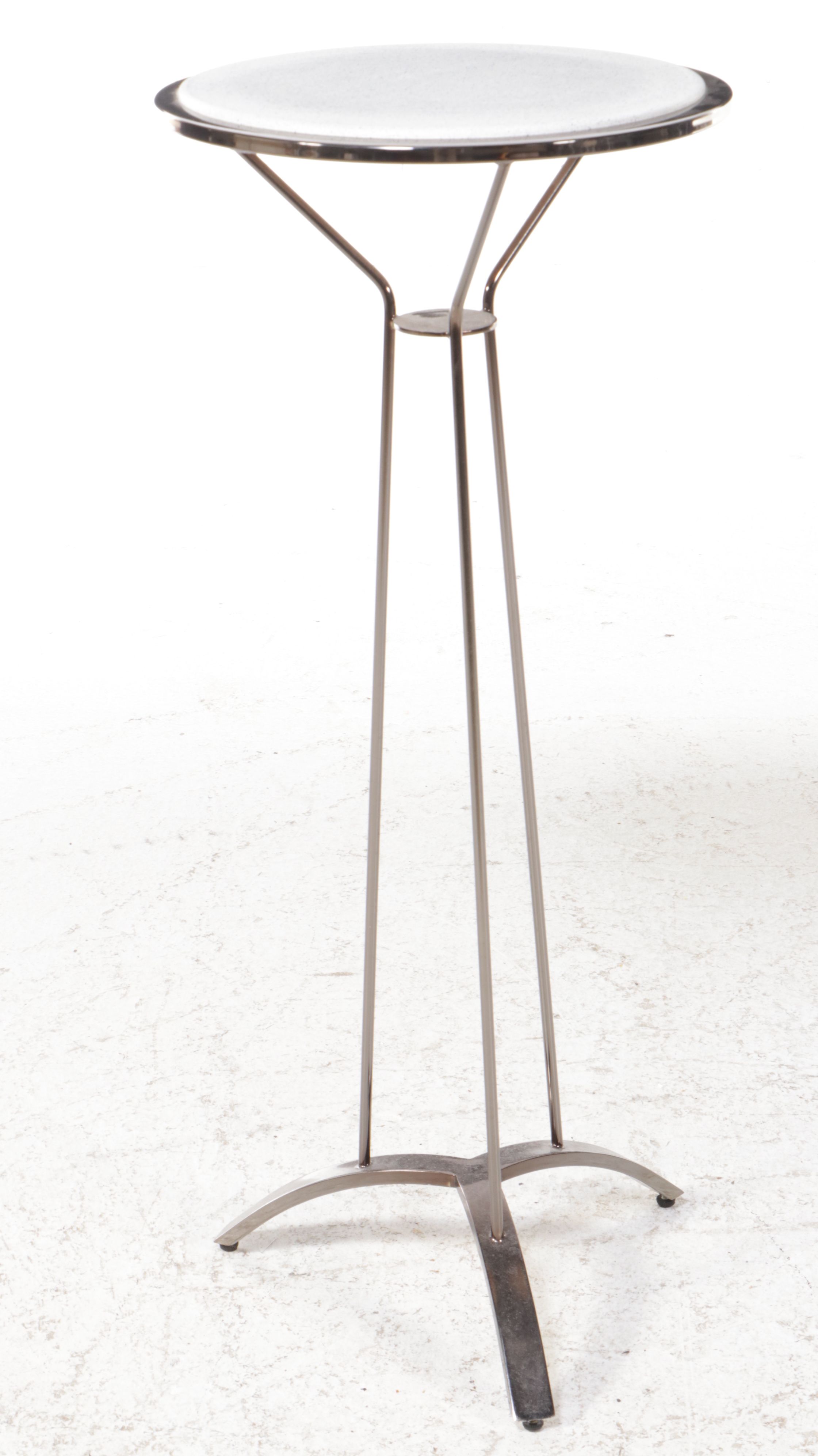 Contemporary Stone Top and Chromed Metal Pedestal Table