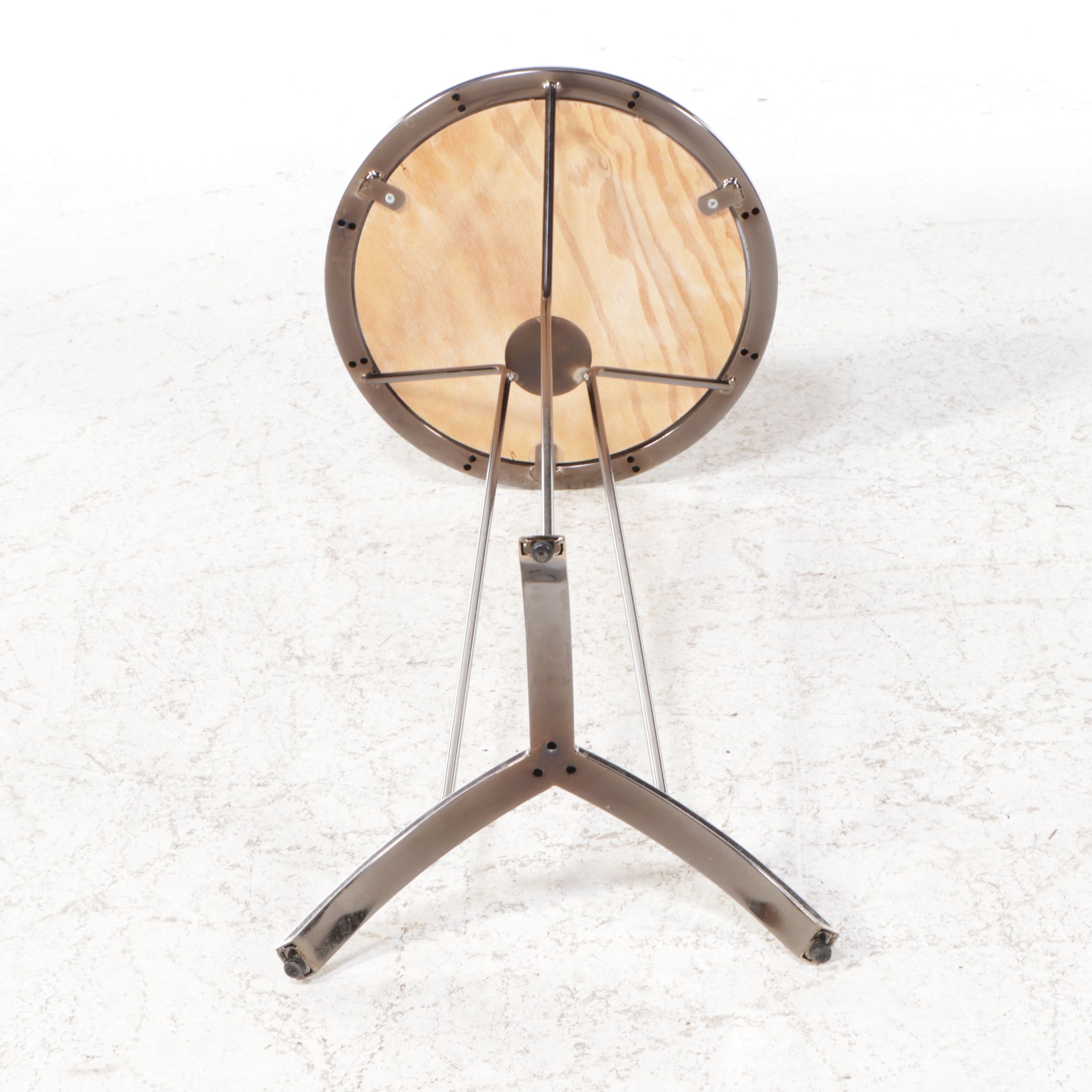 Contemporary Stone Top and Chromed Metal Pedestal Table