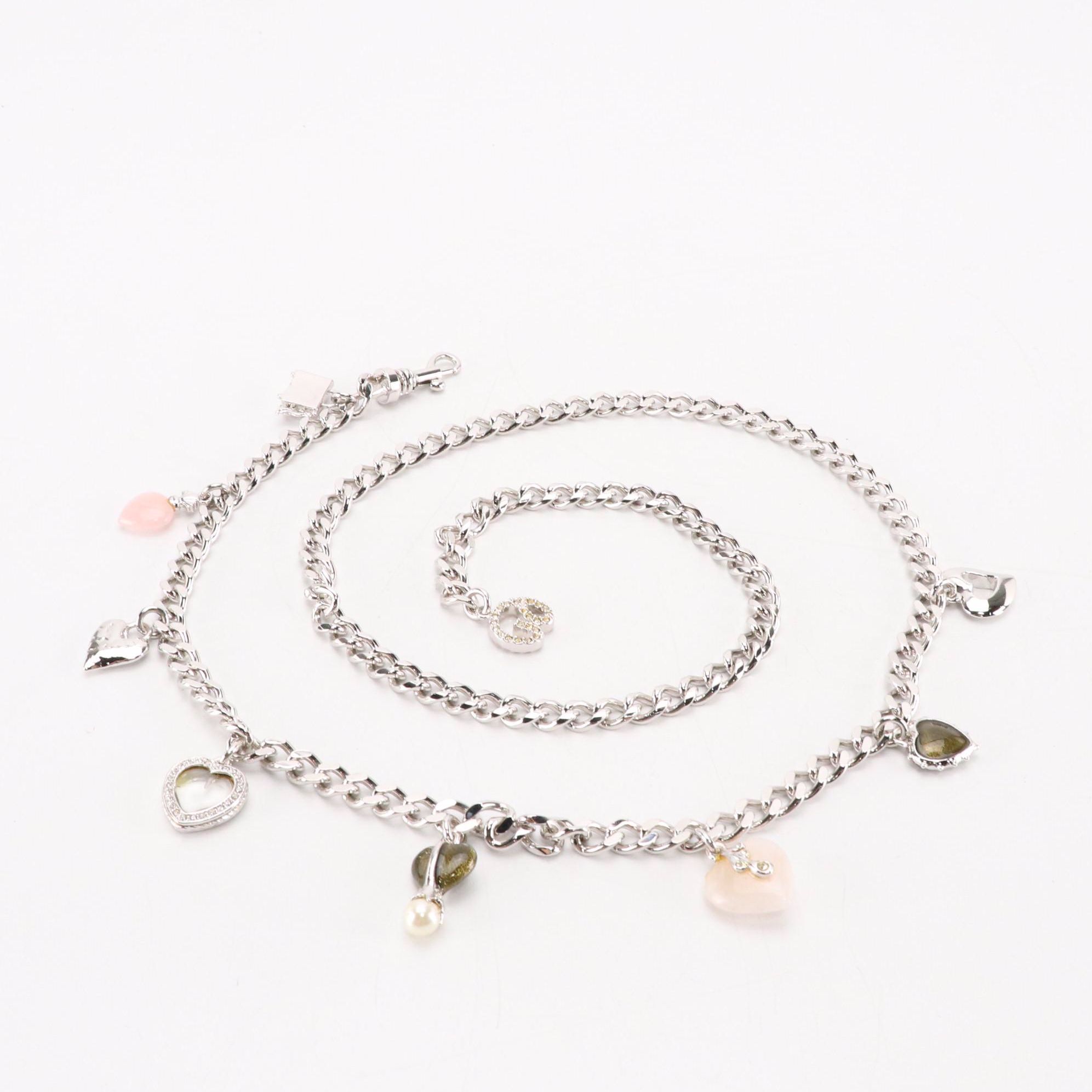 St. John Knits Gemstone/Charm Link Chain Belt