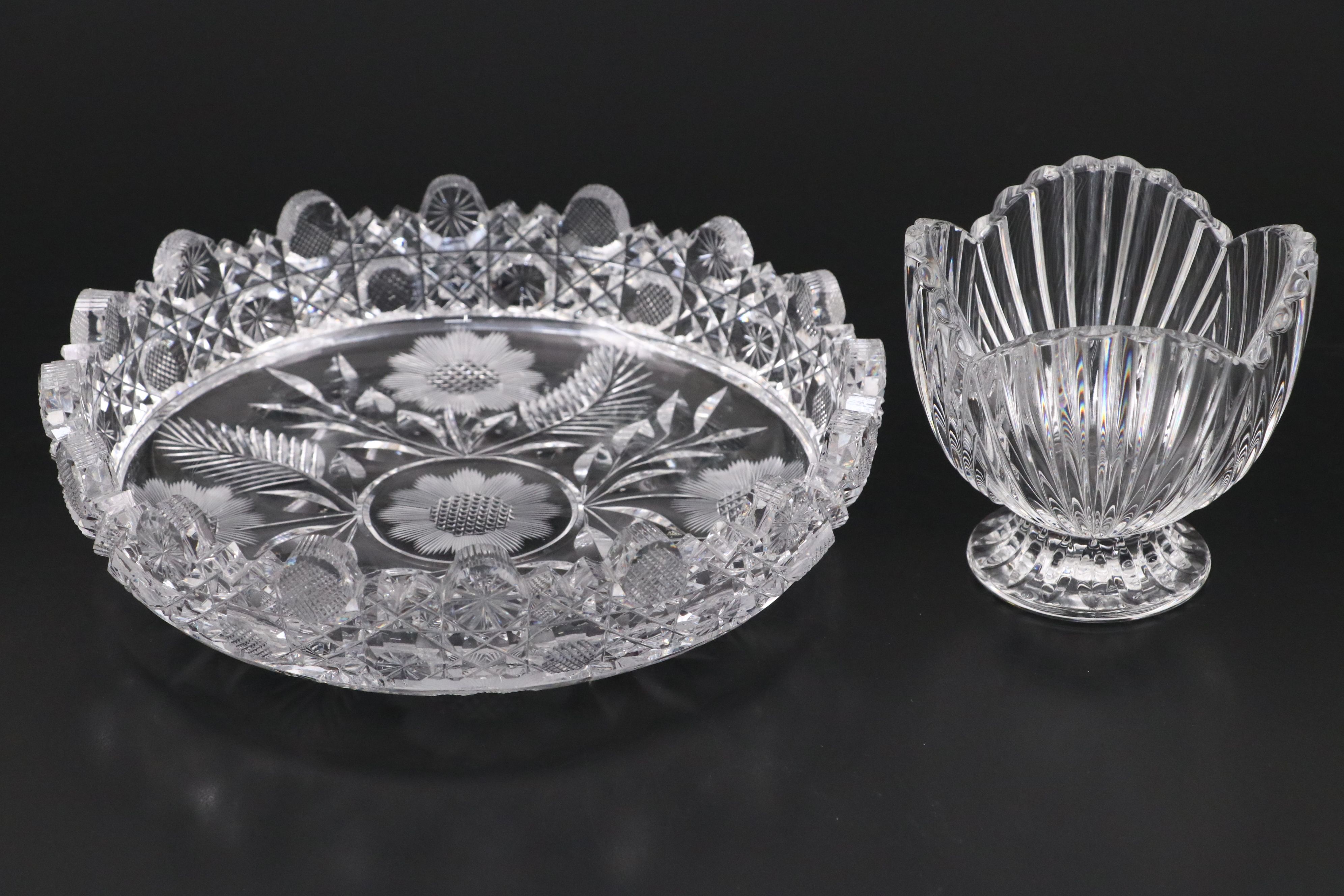 American Brilliant Cut Crystal Vase, Hobnail Glass Bowl, and More Table Décor