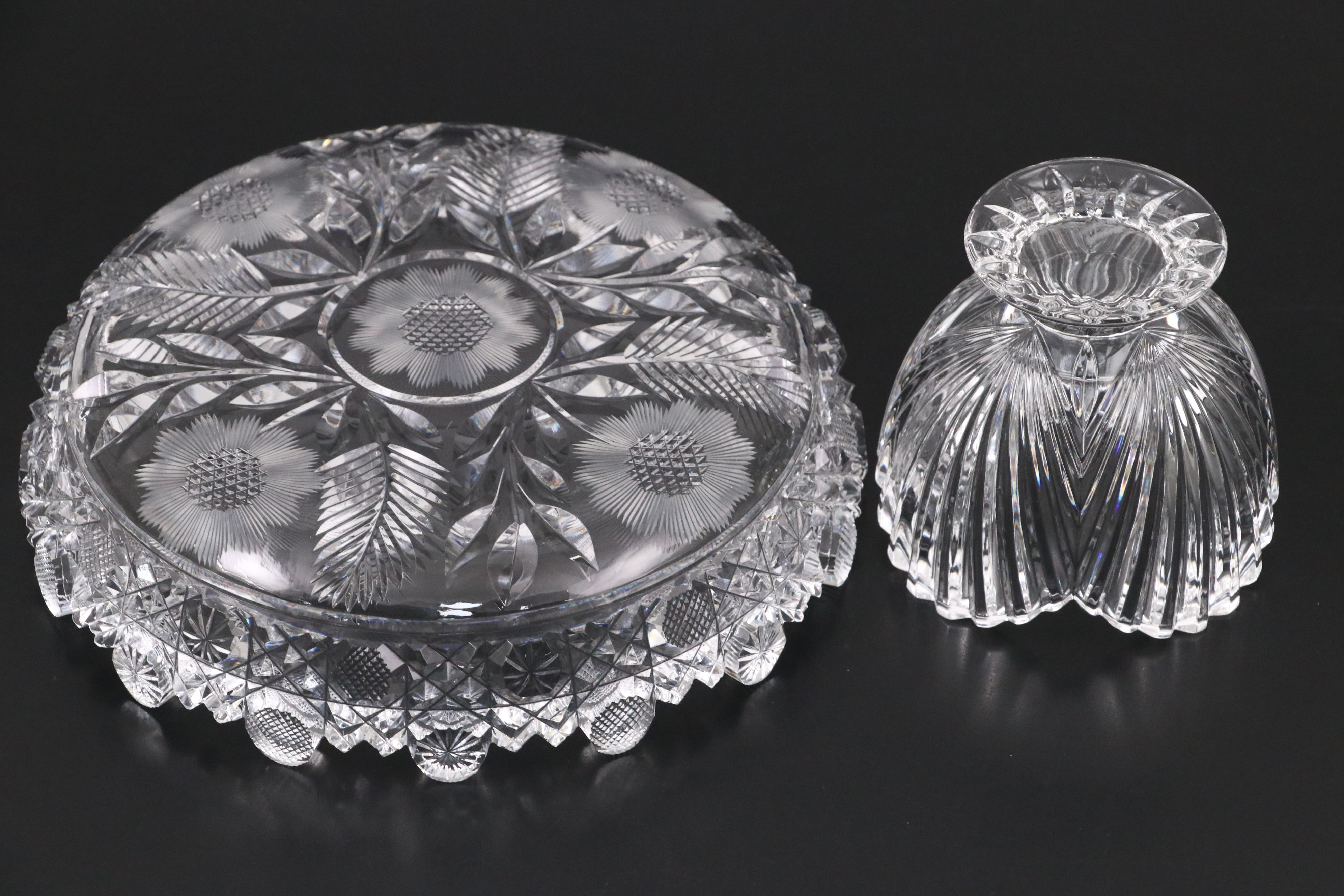 American Brilliant Cut Crystal Vase, Hobnail Glass Bowl, and More Table Décor