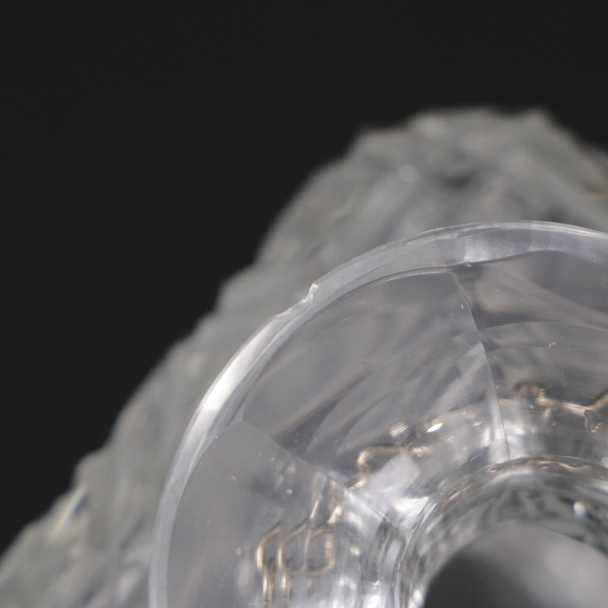 Six Cut Crystal Juice Glasses with Button and Cane Glass Whiskey Decanter