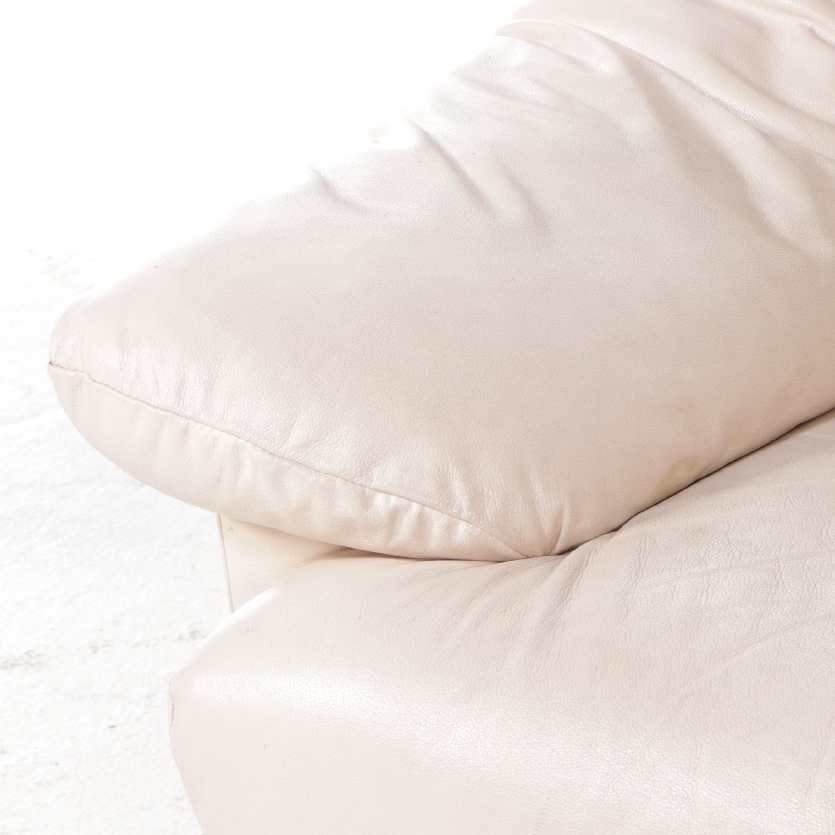 Pair of Italian Modern Style Overstuffed Leather Armchairs with Ottoman