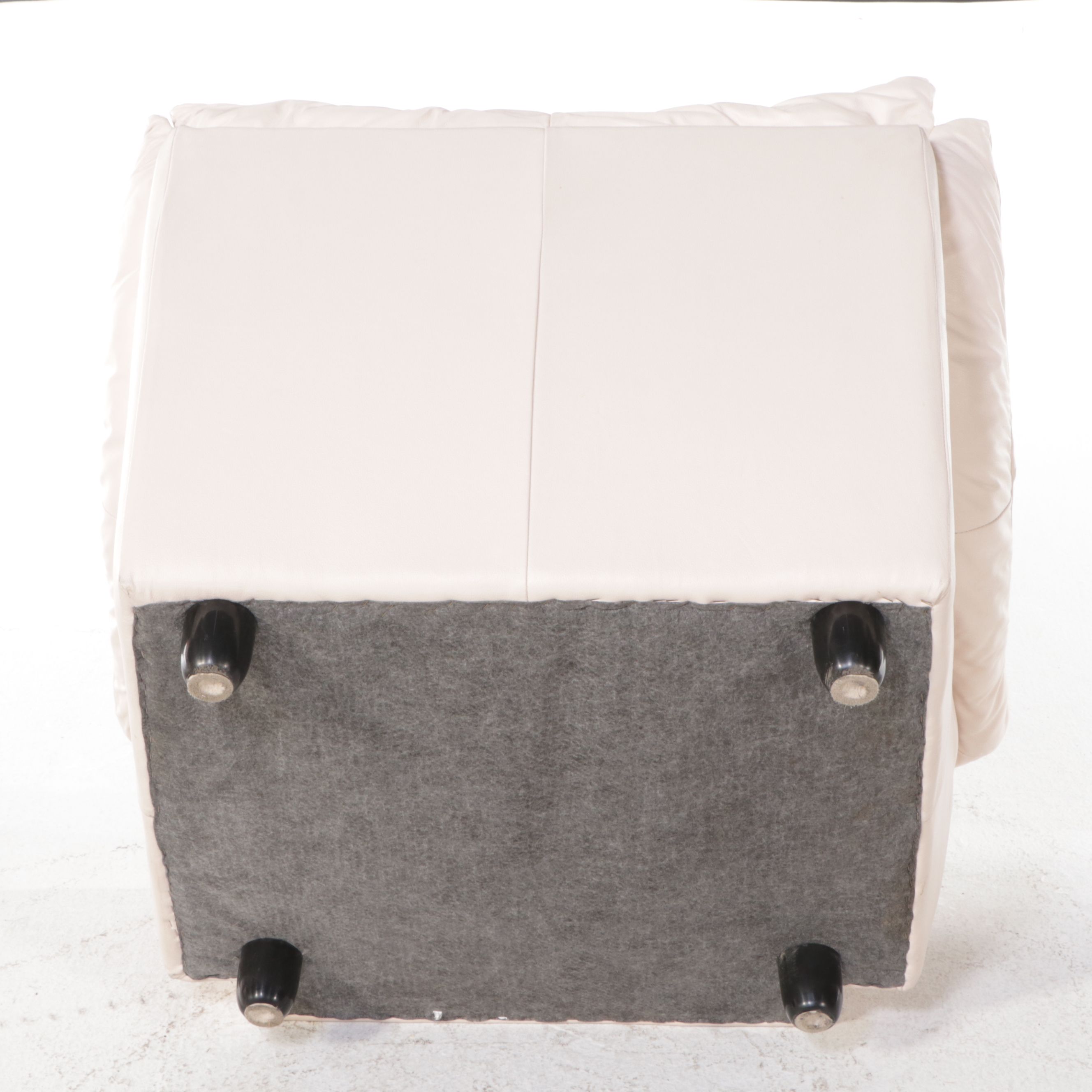 Pair of Italian Modern Style Overstuffed Leather Armchairs with Ottoman