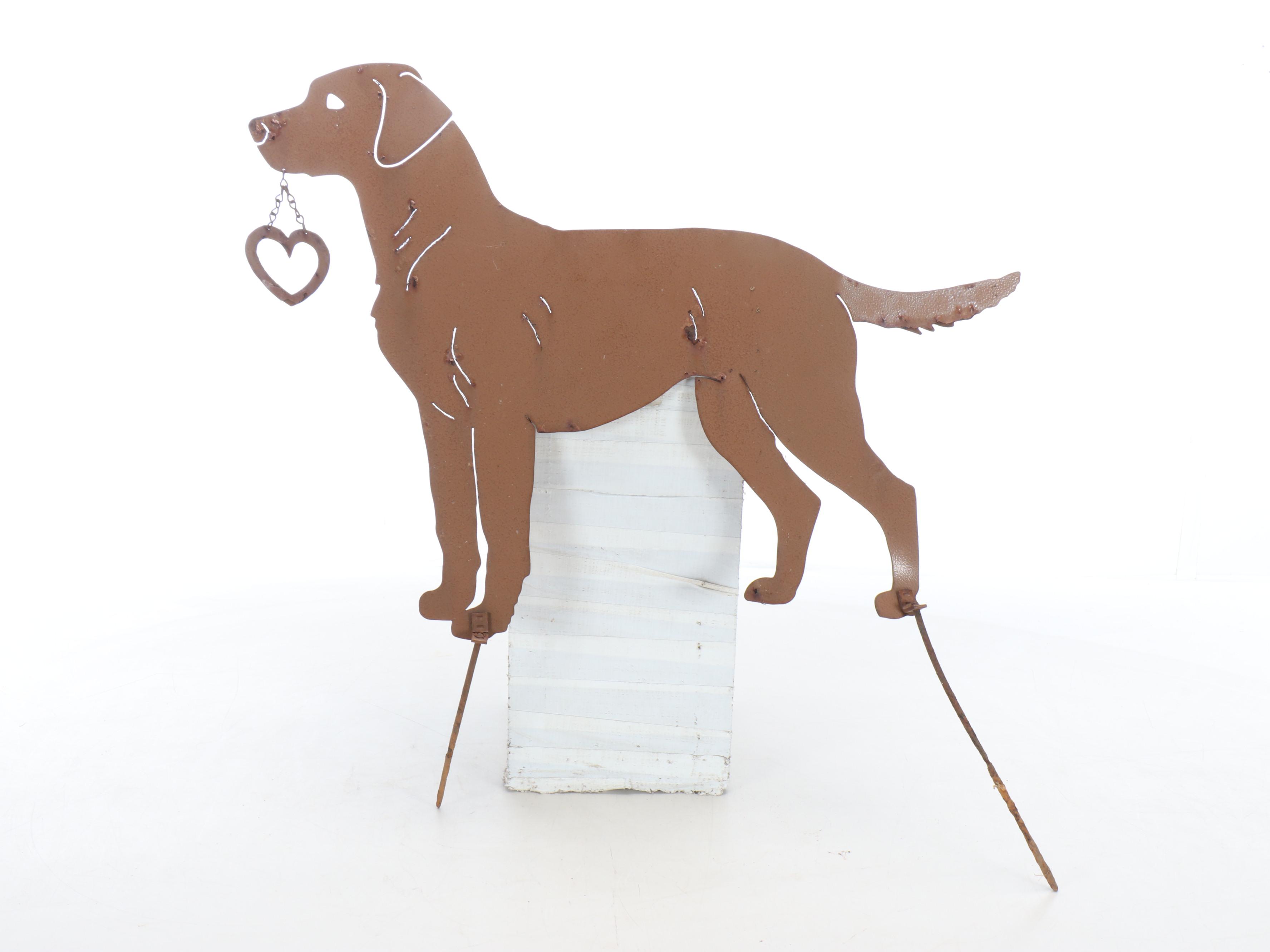 Dog and Squirrel Crossing Metal Garden Sculptures