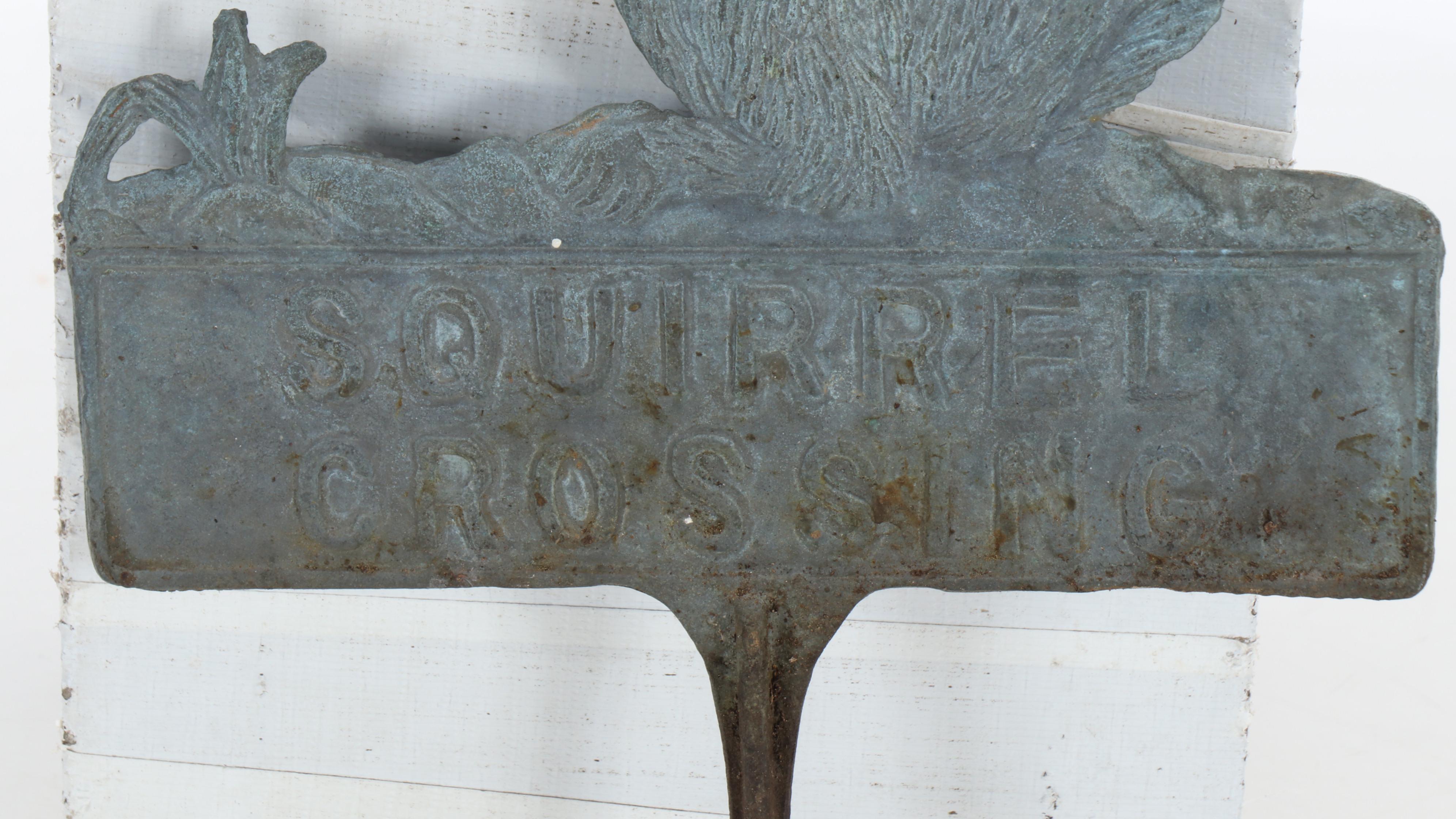 Dog and Squirrel Crossing Metal Garden Sculptures