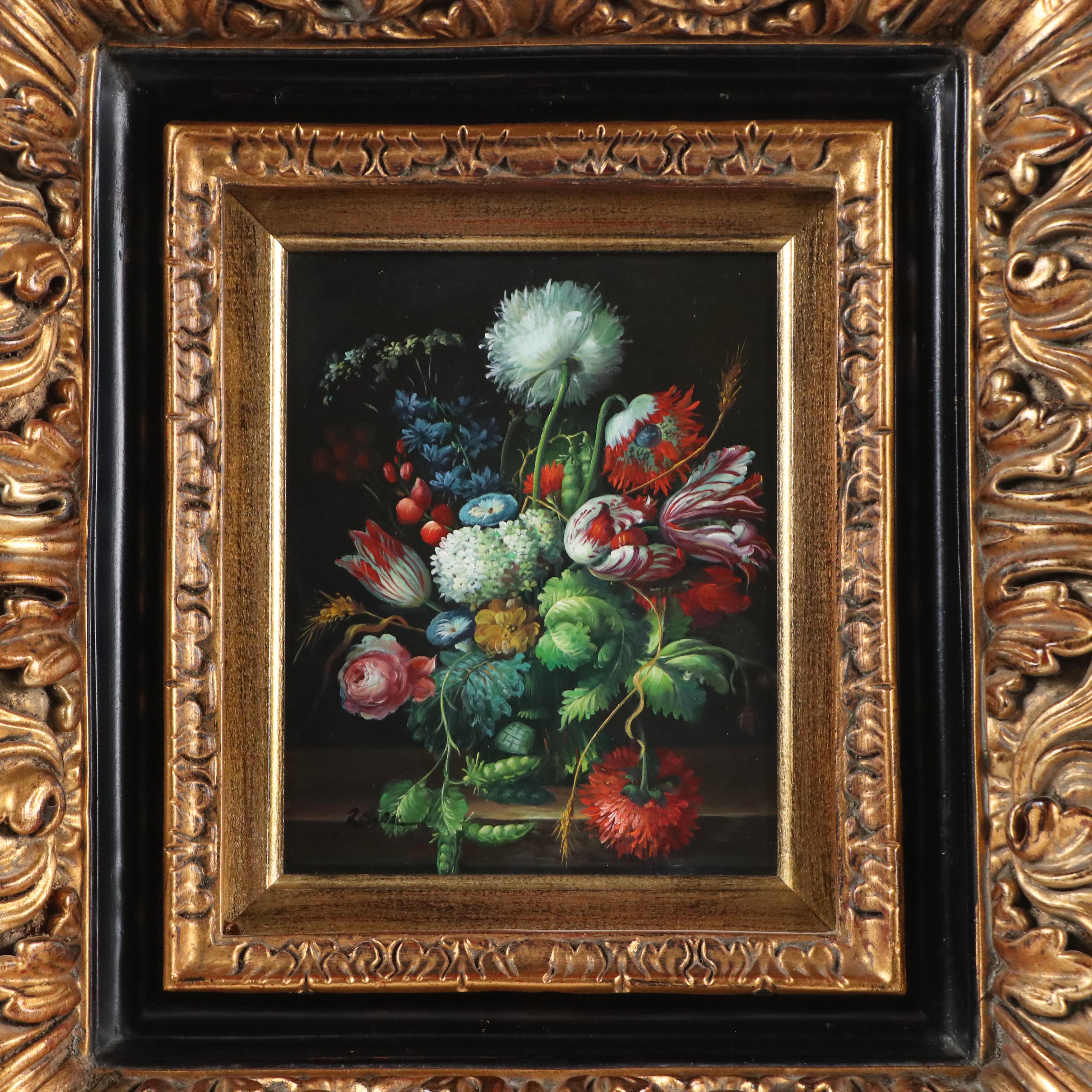 Dutch Style Floral Still Life Oil Painting, 21st Century