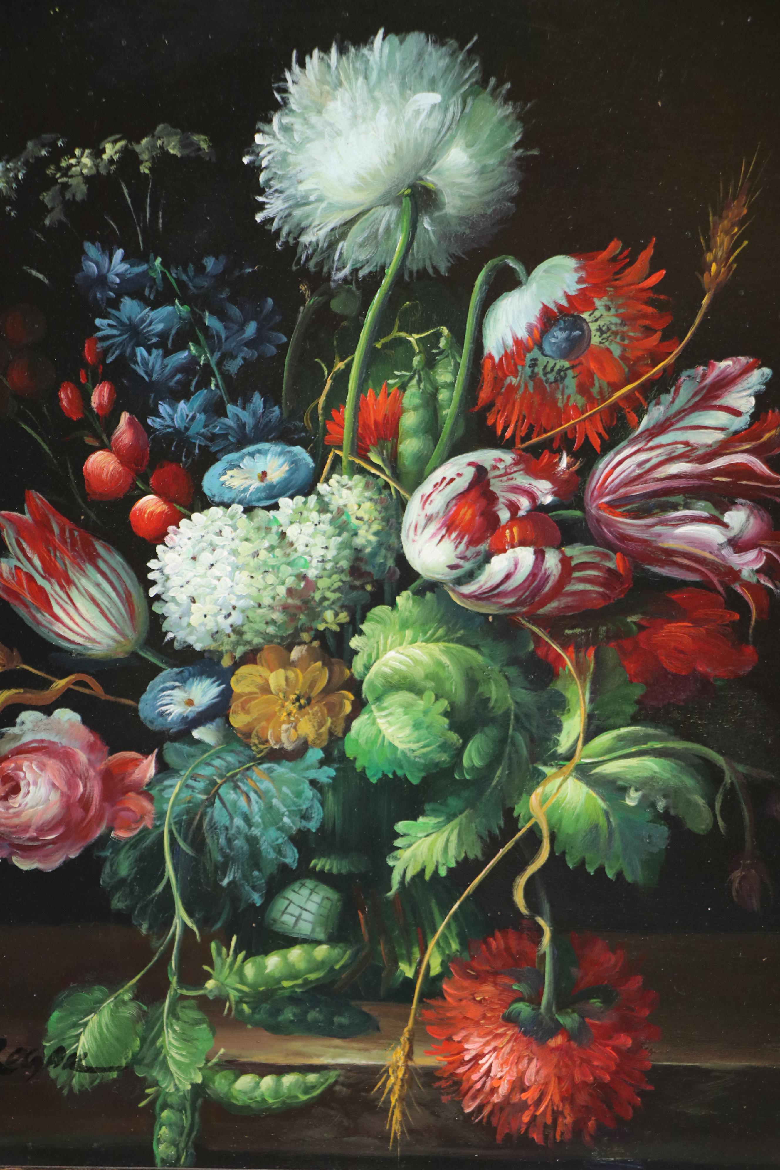Dutch Style Floral Still Life Oil Painting, 21st Century