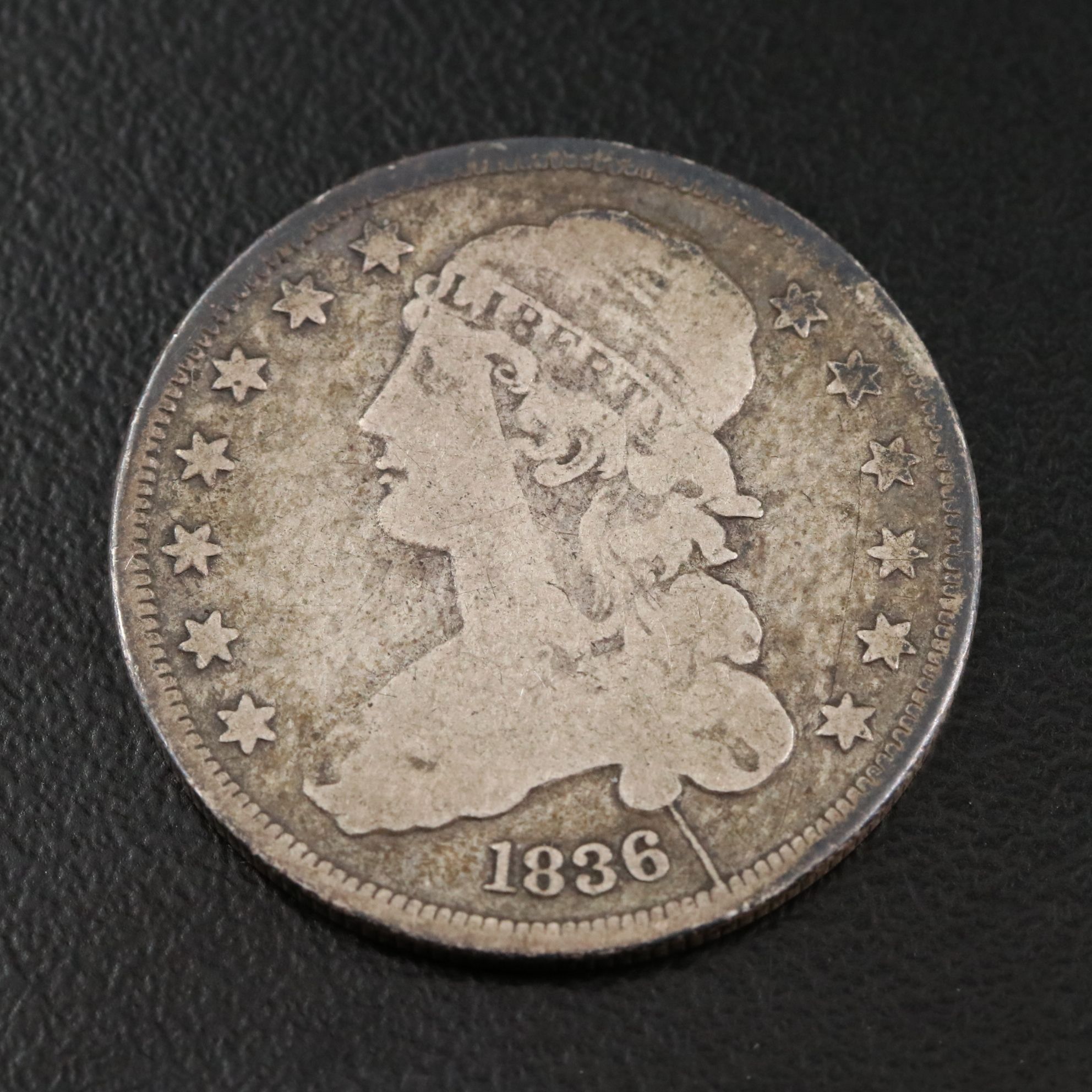 1836 Capped Bust Silver Quarter