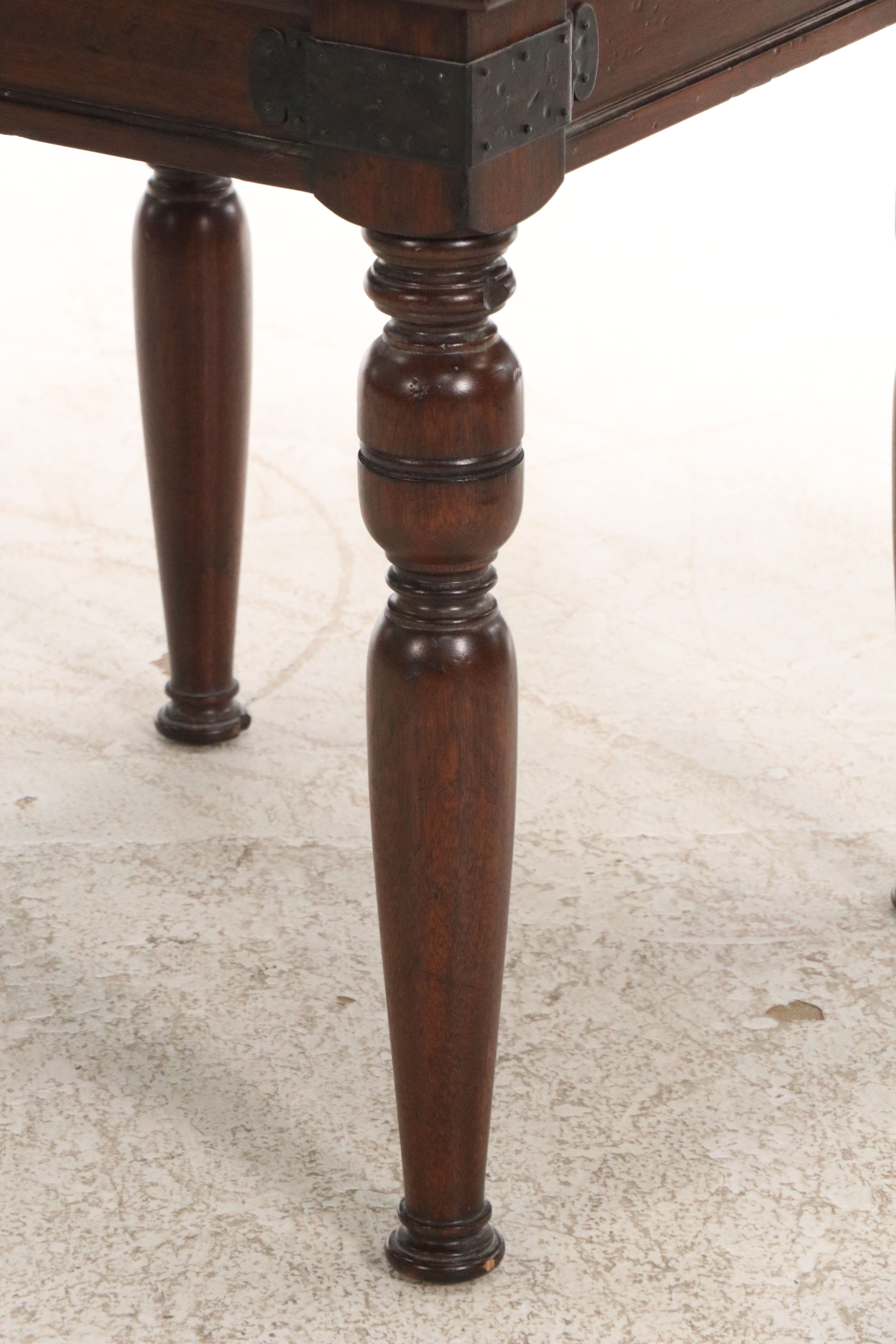 Ralph Lauren Furniture English Style Walnut Finish End Table with Metal Brackets