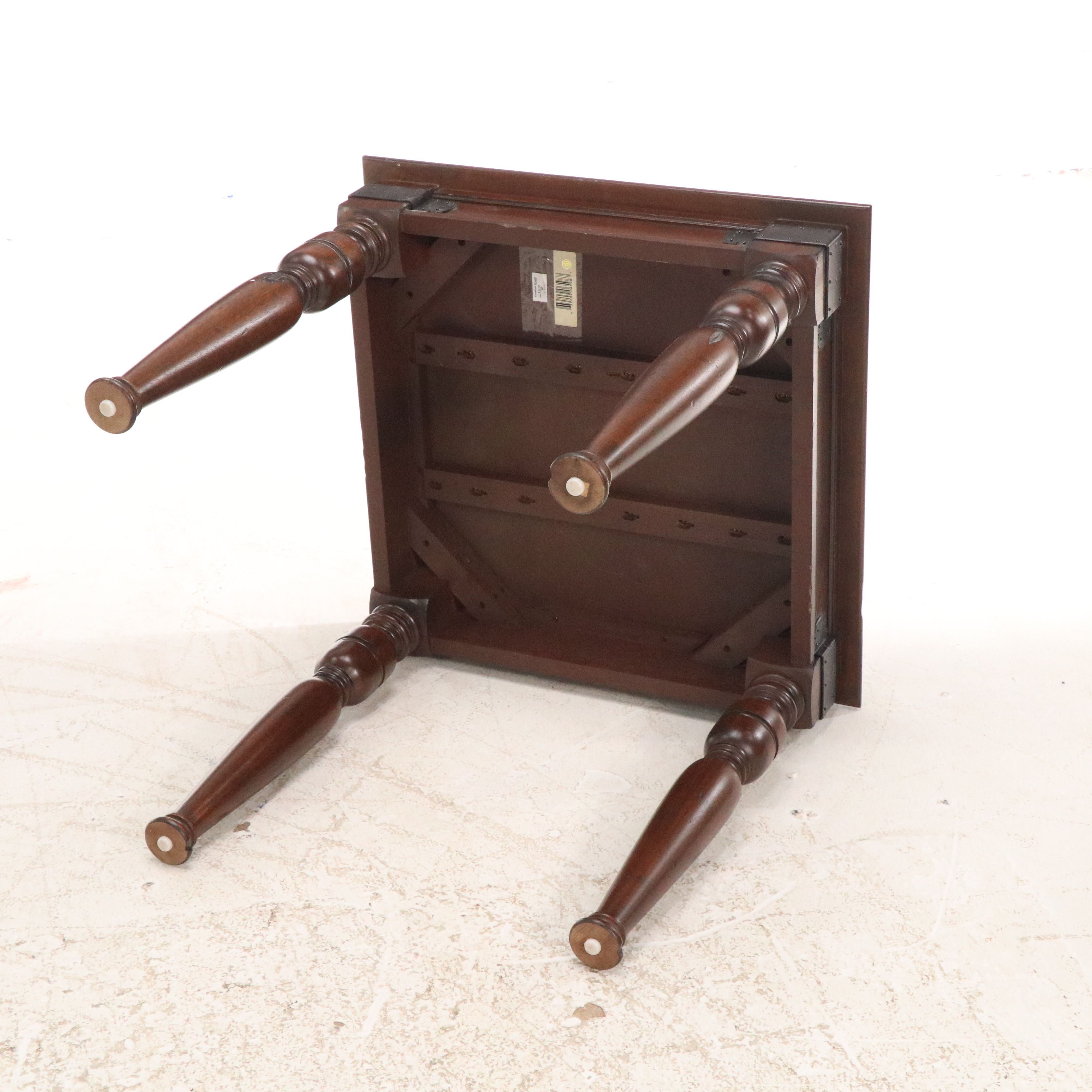 Ralph Lauren Furniture English Style Walnut Finish End Table with Metal Brackets