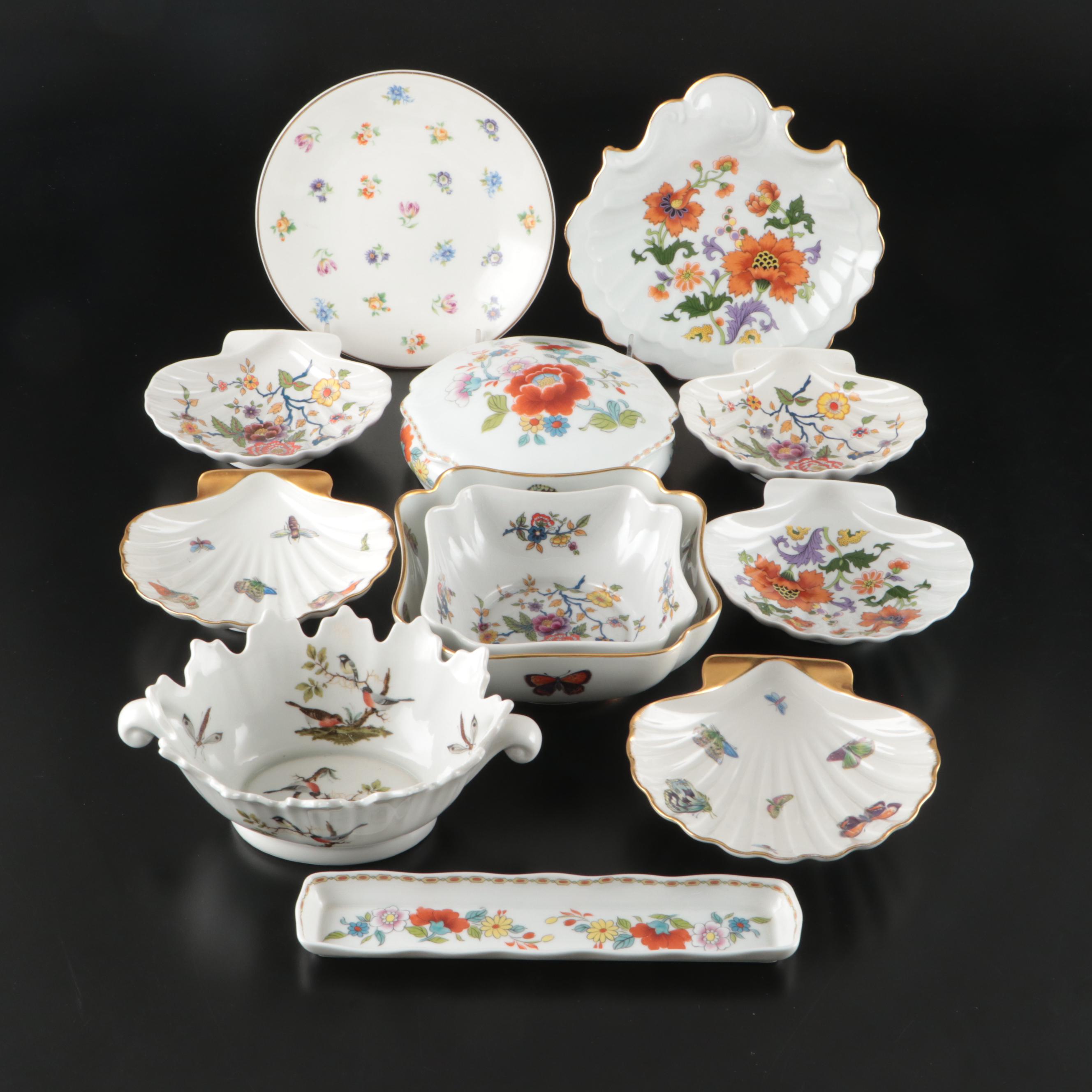 Castel Limoges Floral Shell-Shaped Dishes with Other Porcelain Dinnerware