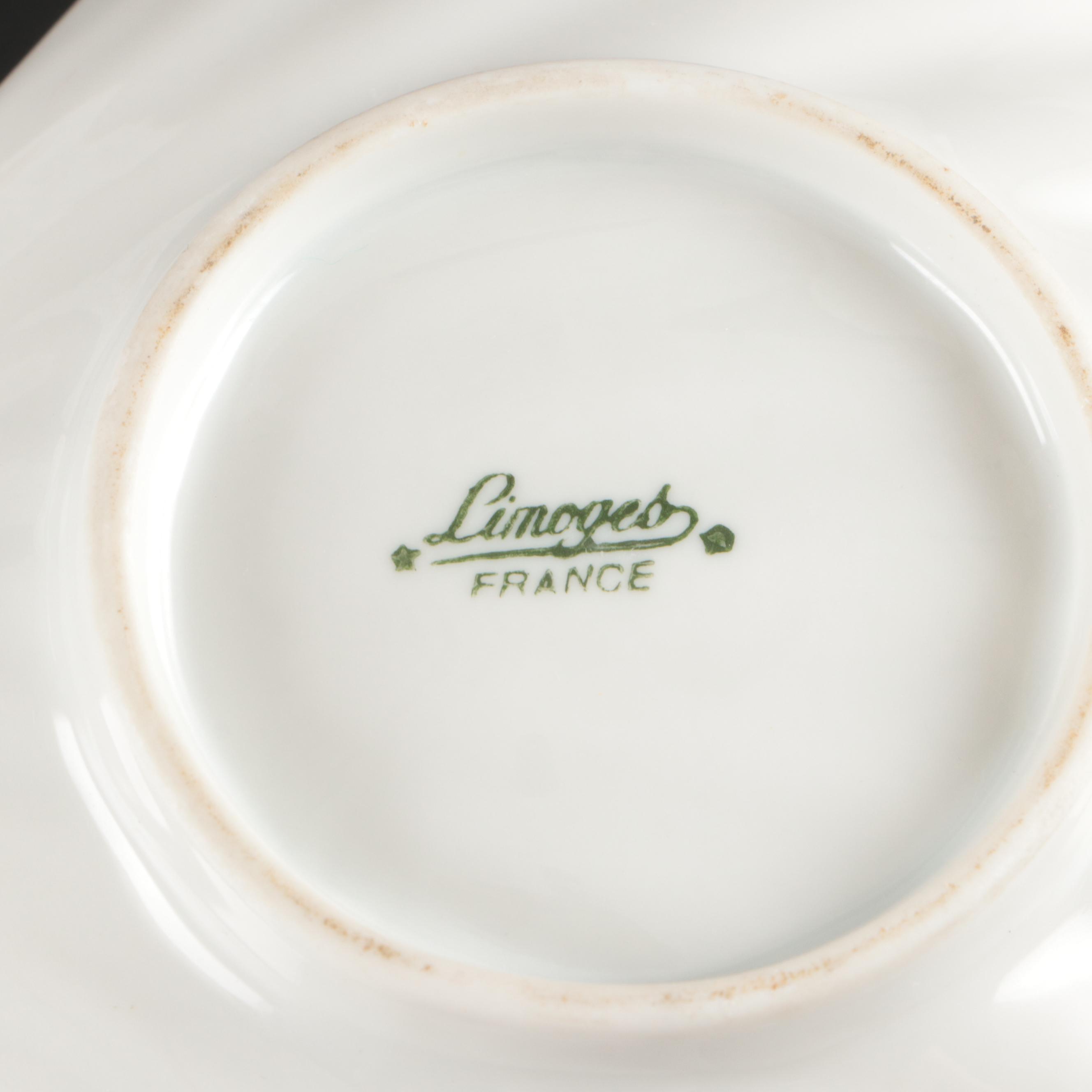 Castel Limoges Floral Shell-Shaped Dishes with Other Porcelain Dinnerware