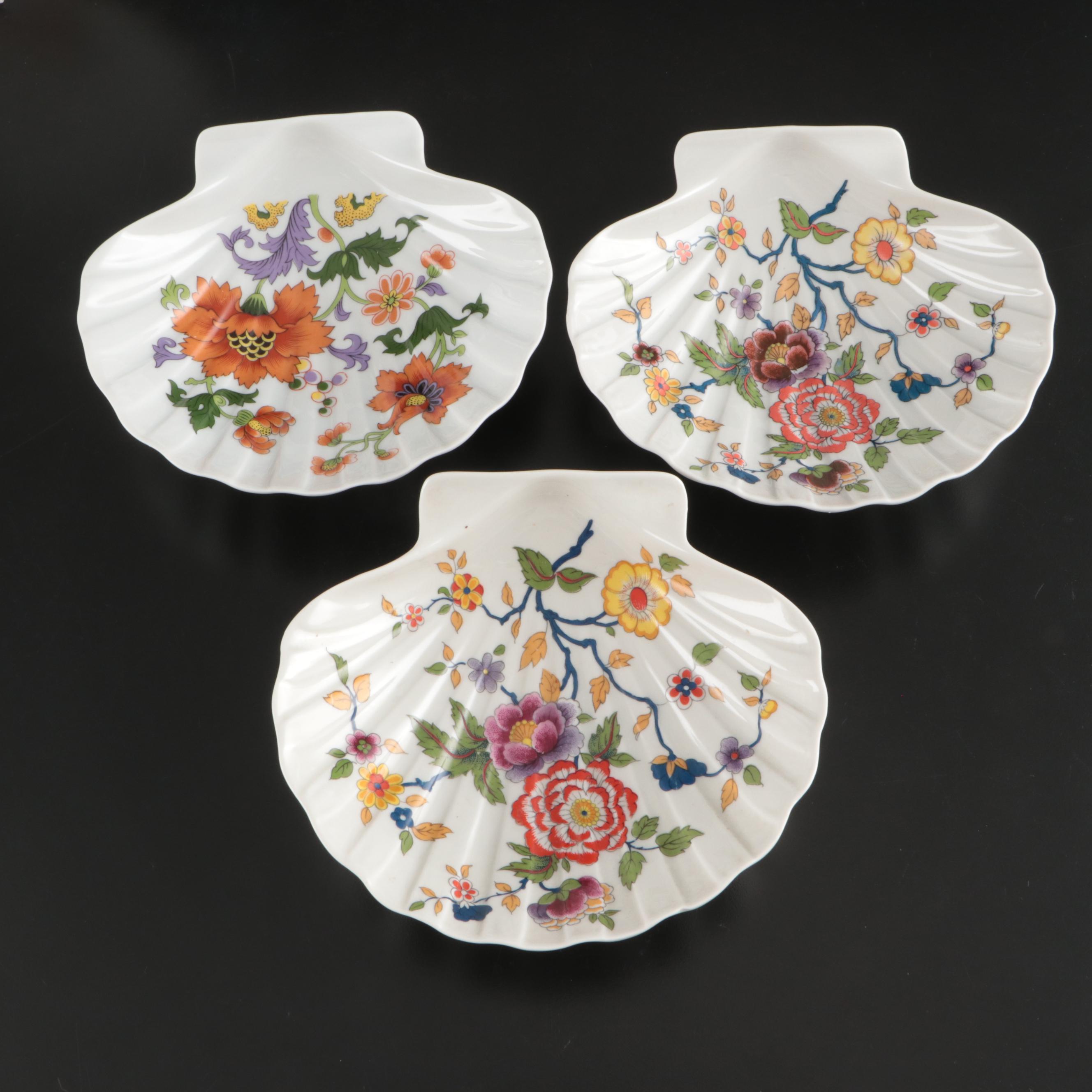 Castel Limoges Floral Shell-Shaped Dishes with Other Porcelain Dinnerware