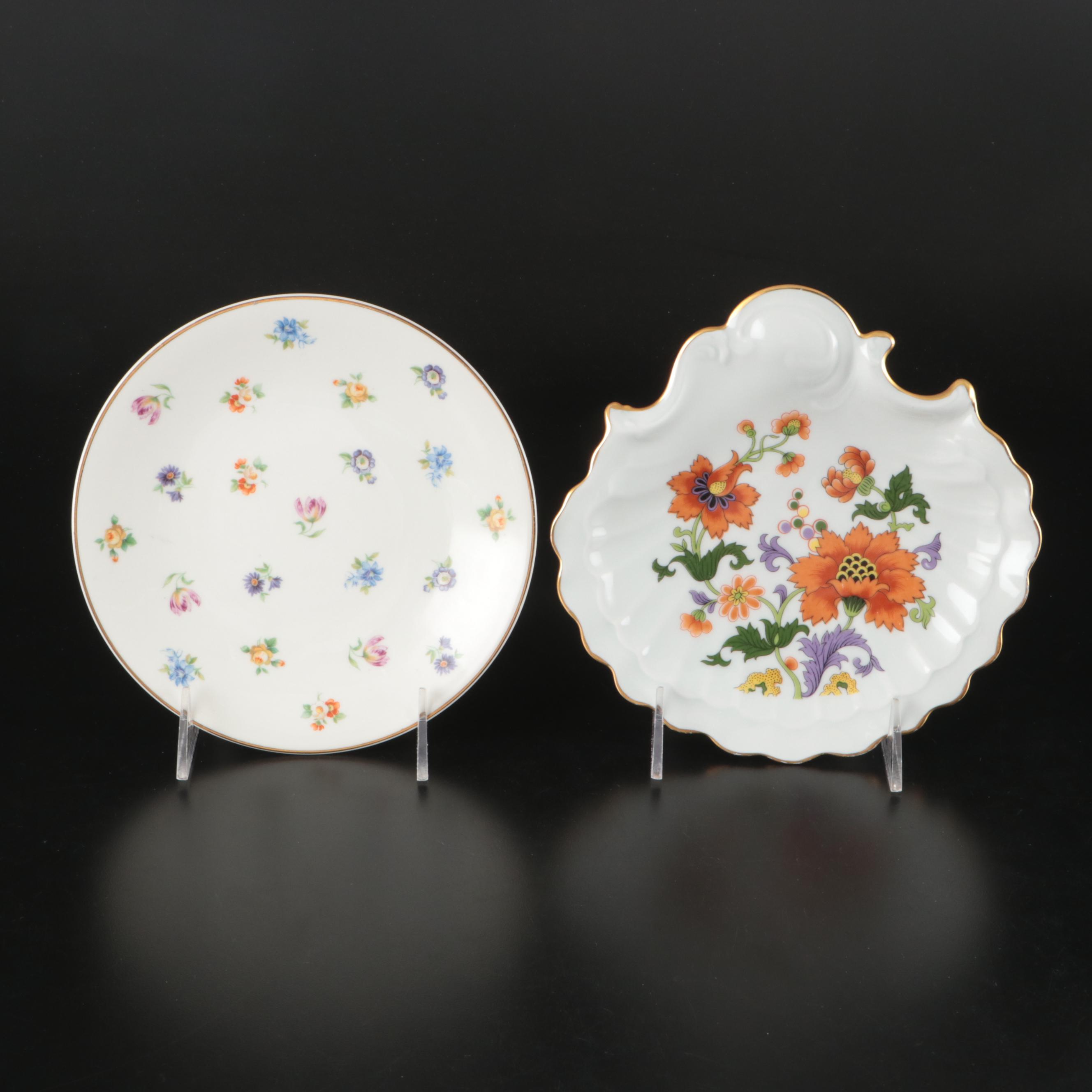 Castel Limoges Floral Shell-Shaped Dishes with Other Porcelain Dinnerware