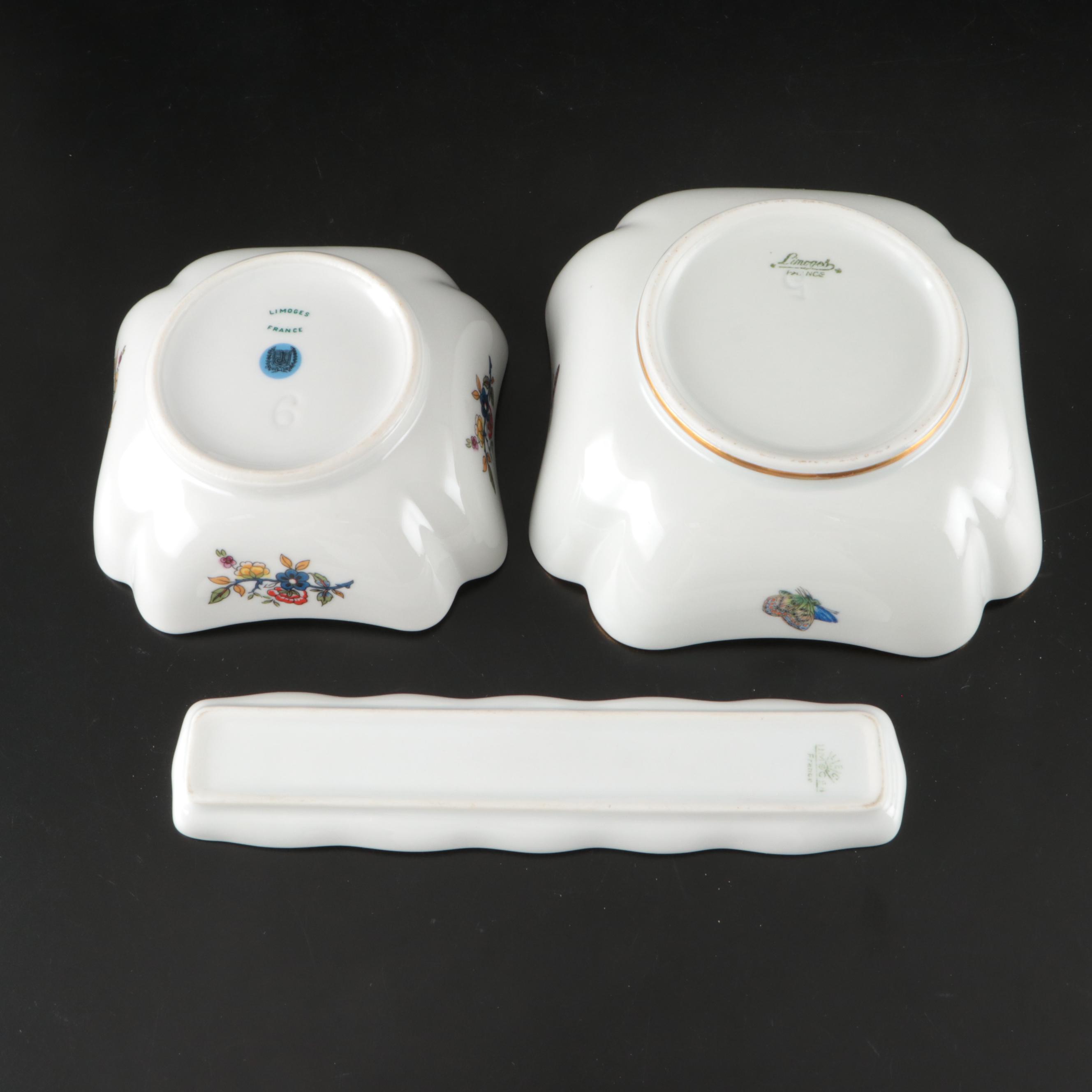 Castel Limoges Floral Shell-Shaped Dishes with Other Porcelain Dinnerware