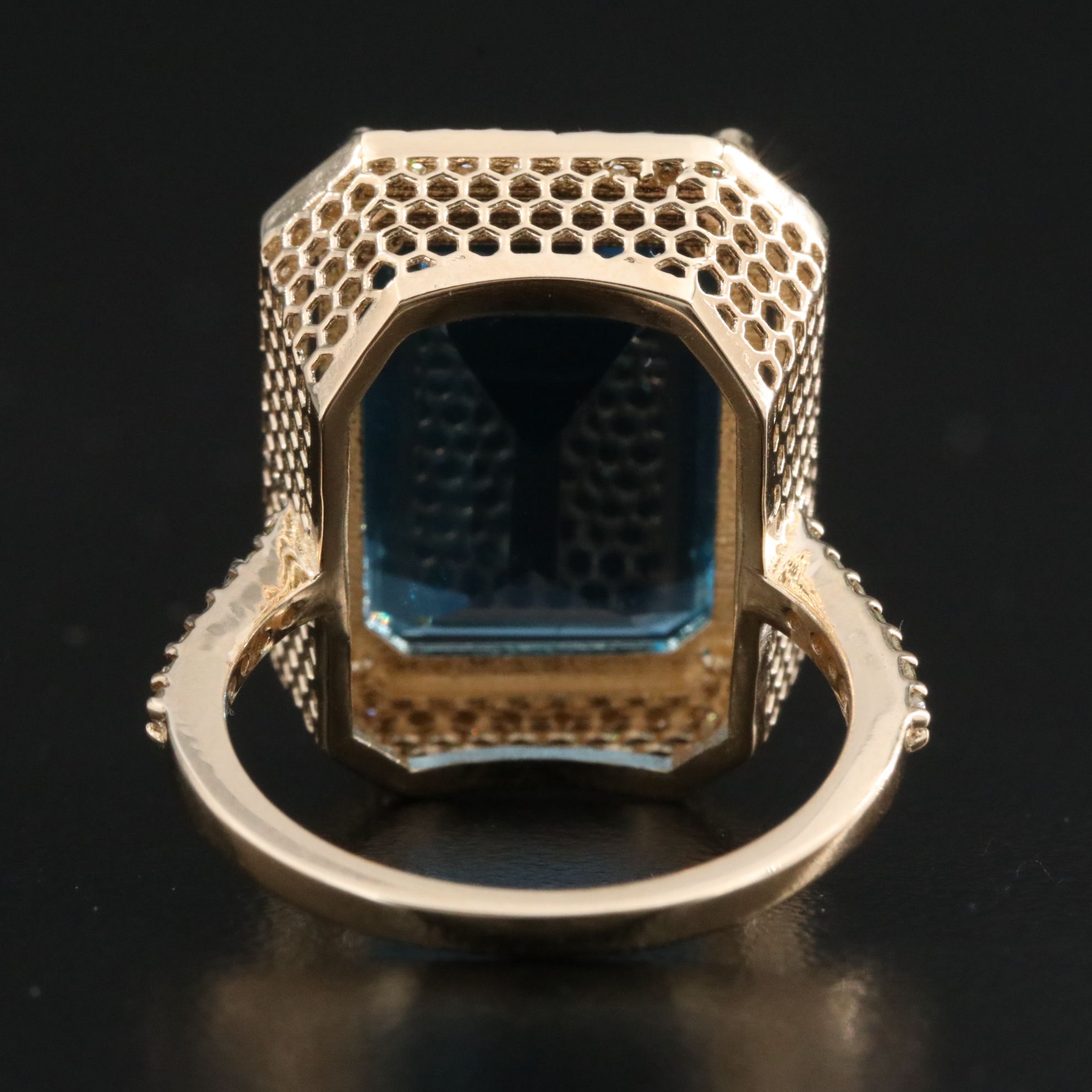 14K 17.88 CT London Blue Topaz and  0.58 CTW Diamond Ring