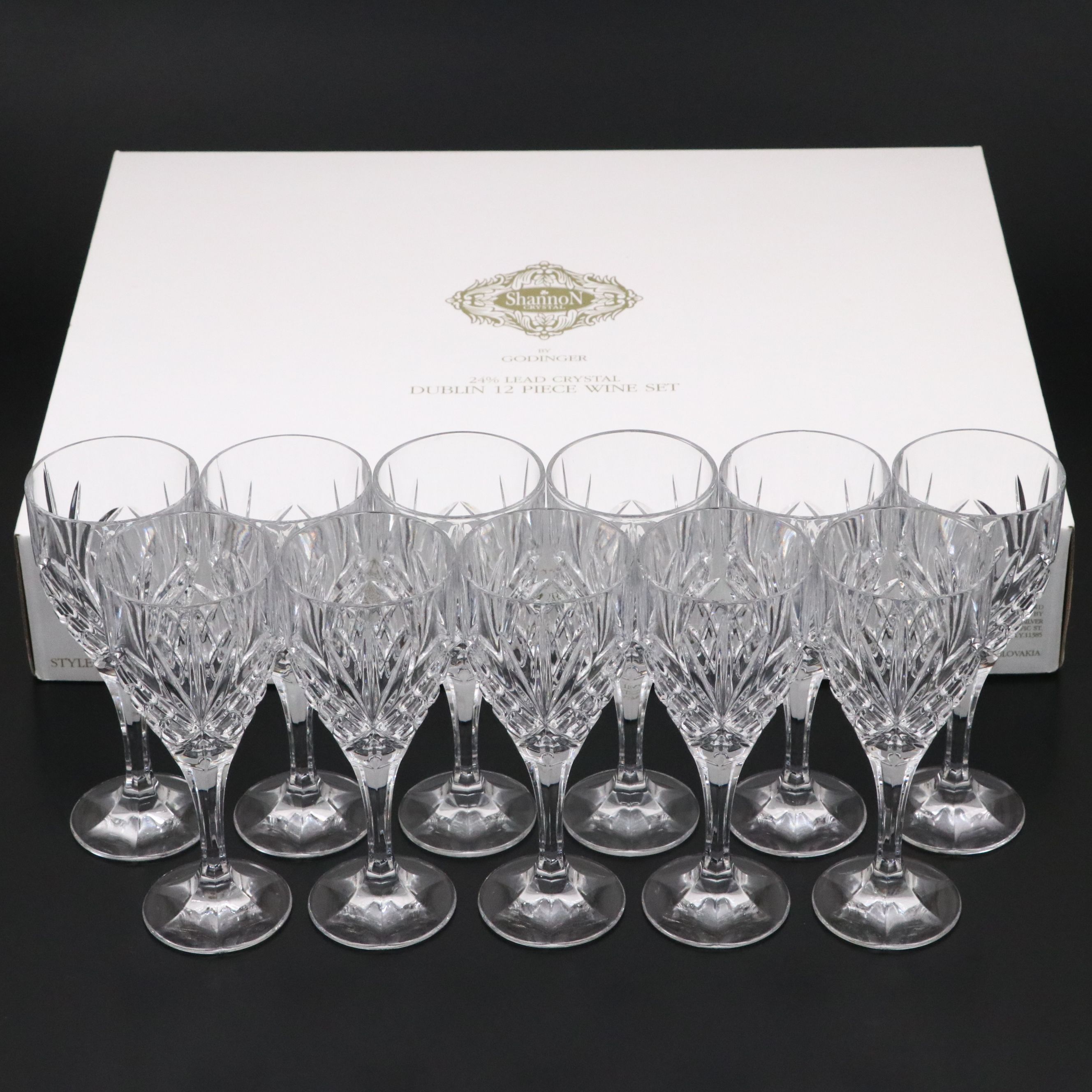 Shannon by Godinger "Dublin" Crystal Wine Glasses