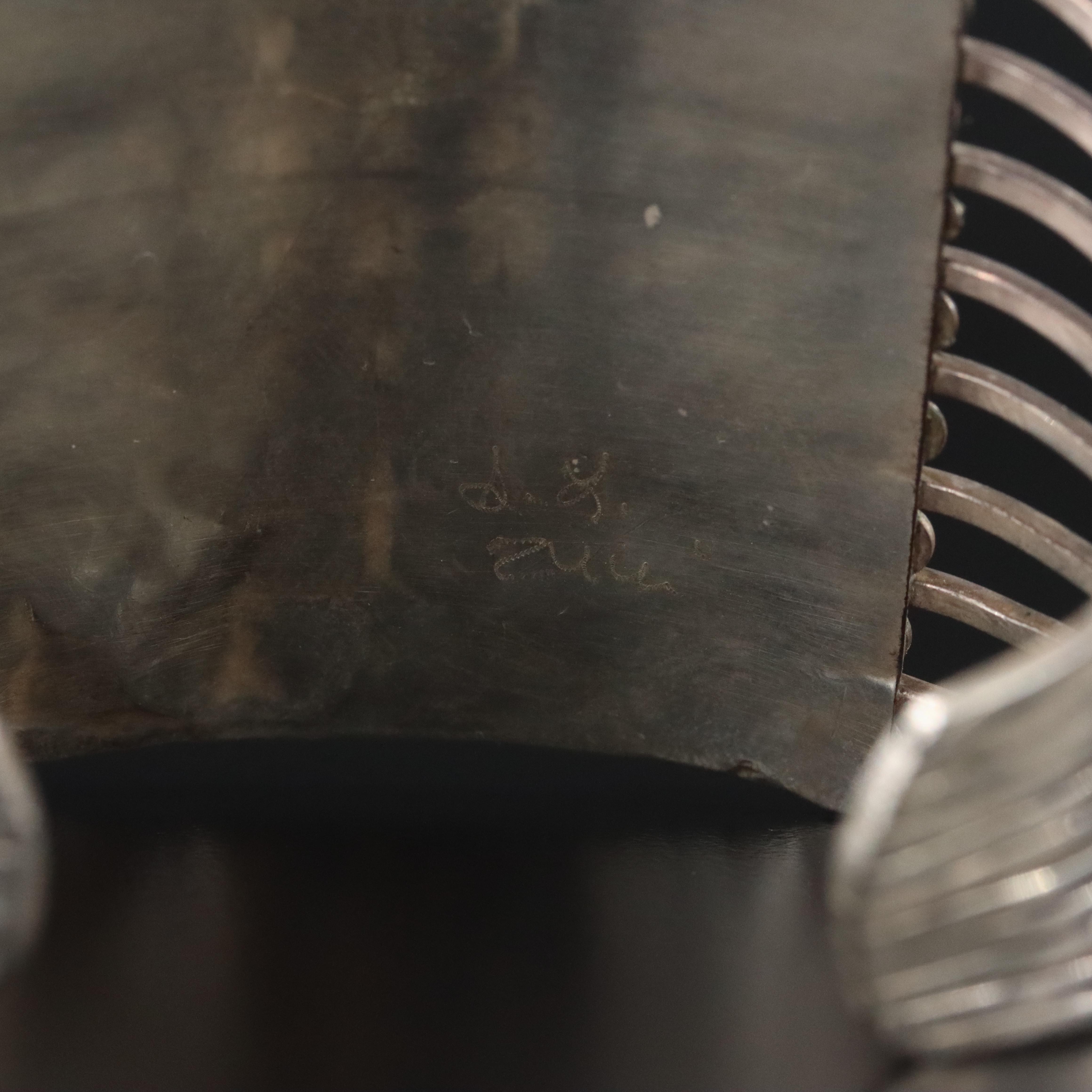 Signed Southwestern Sterling Snake Eye Turquoise Cuff