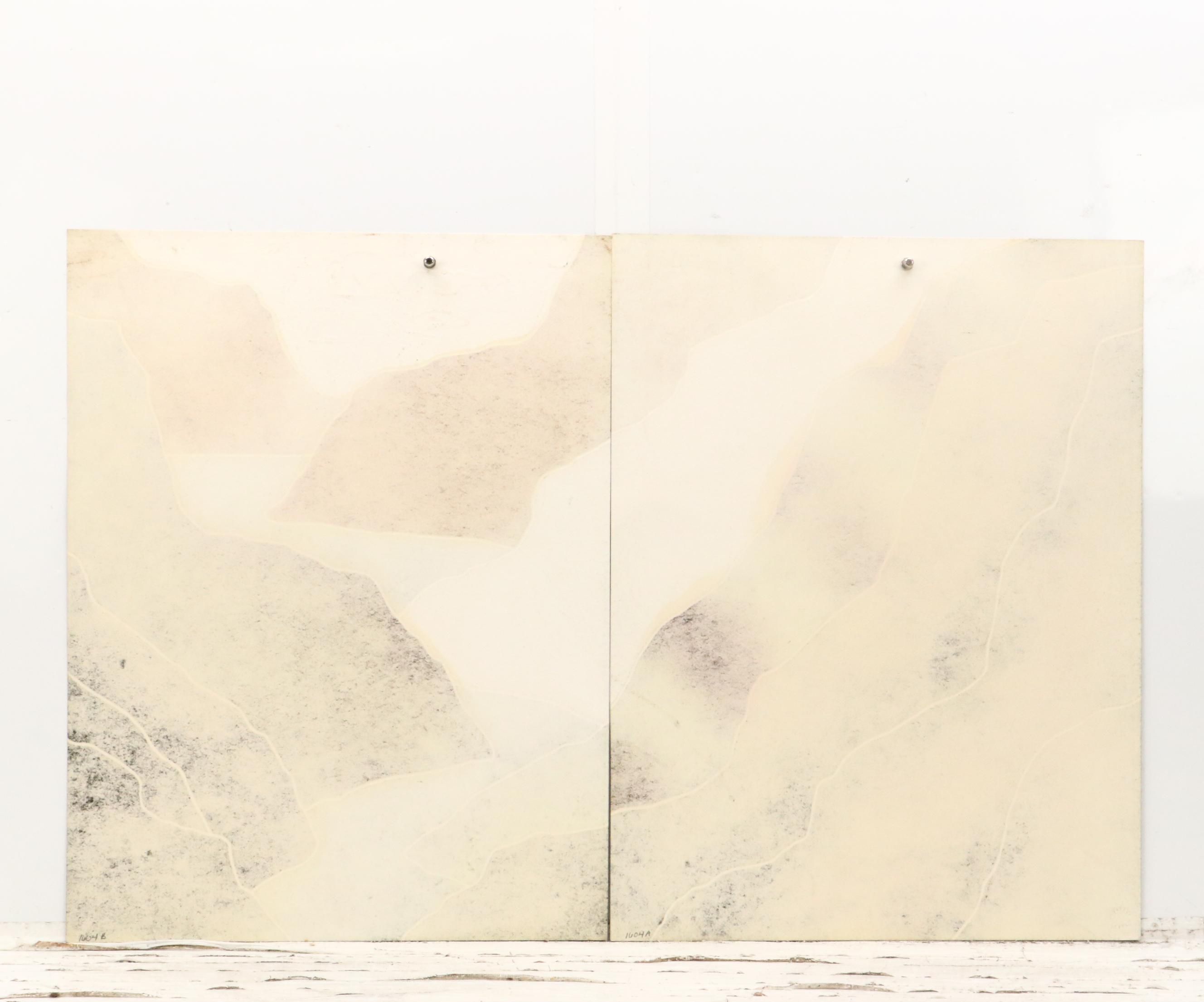 Peter Keefer Collagraph Diptych "CXII" and Other Landscape, 1980s