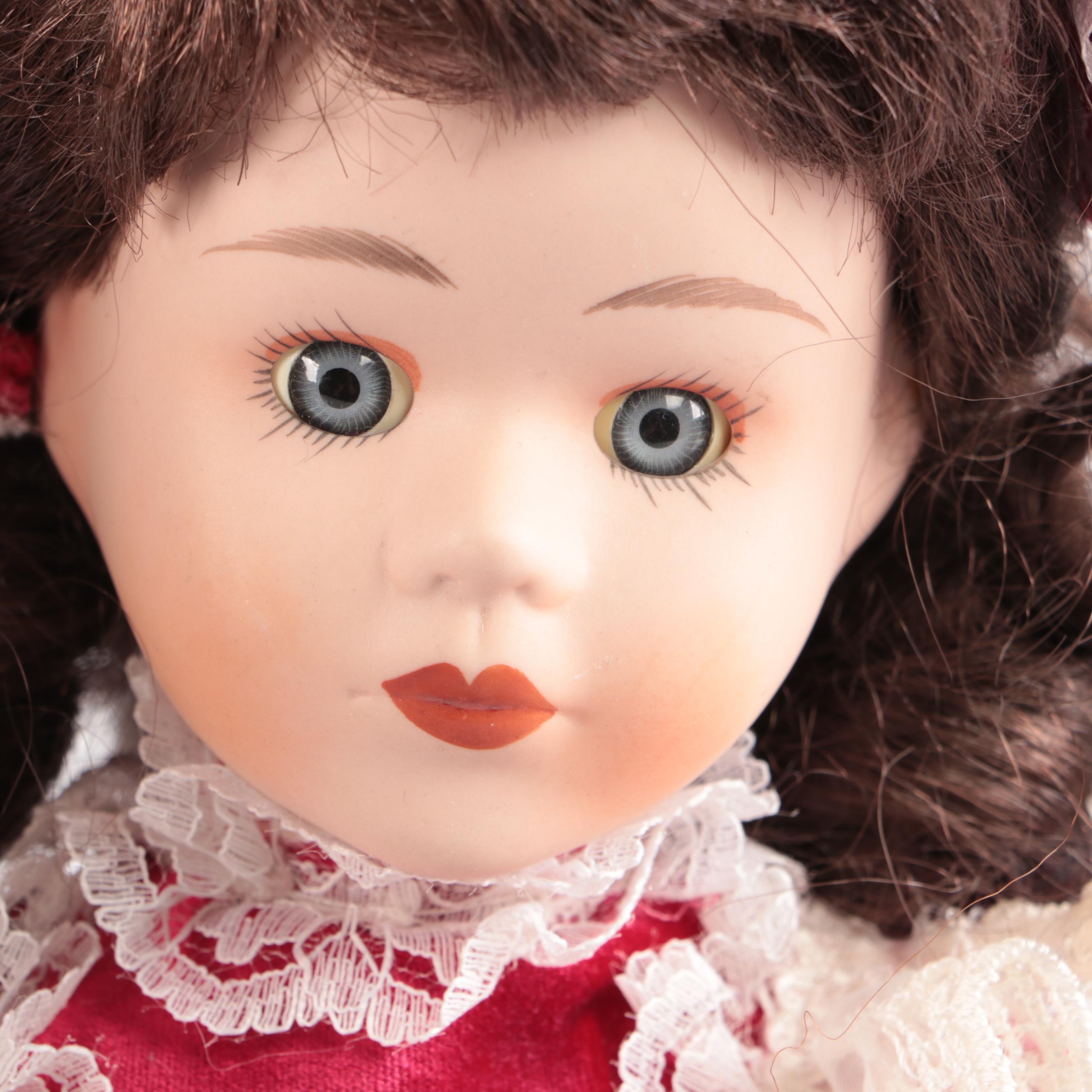 Ashton Drake "Jo" and "Meg" Little Women Dolls with Other Porcelain Dolls