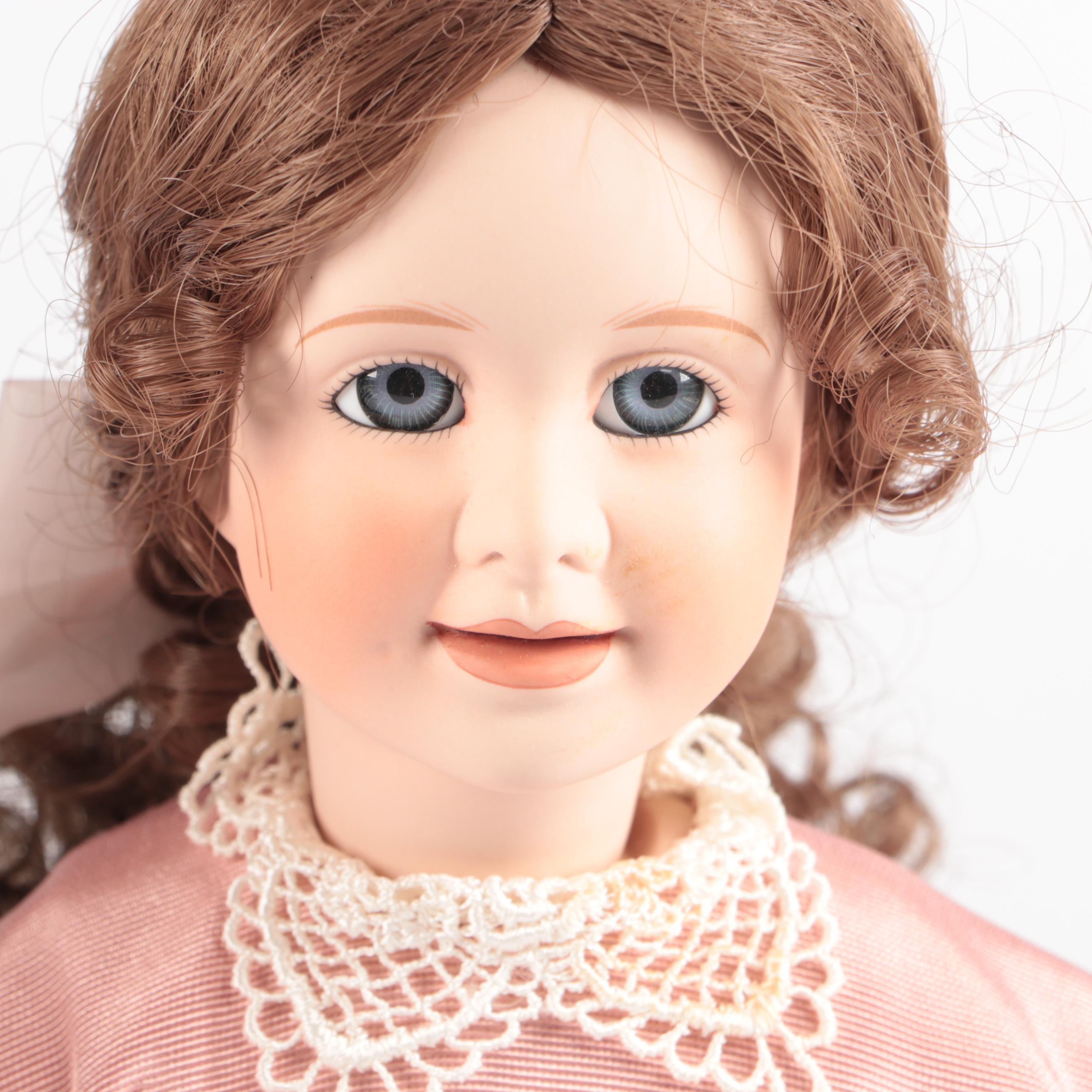 Ashton Drake "Jo" and "Meg" Little Women Dolls with Other Porcelain Dolls