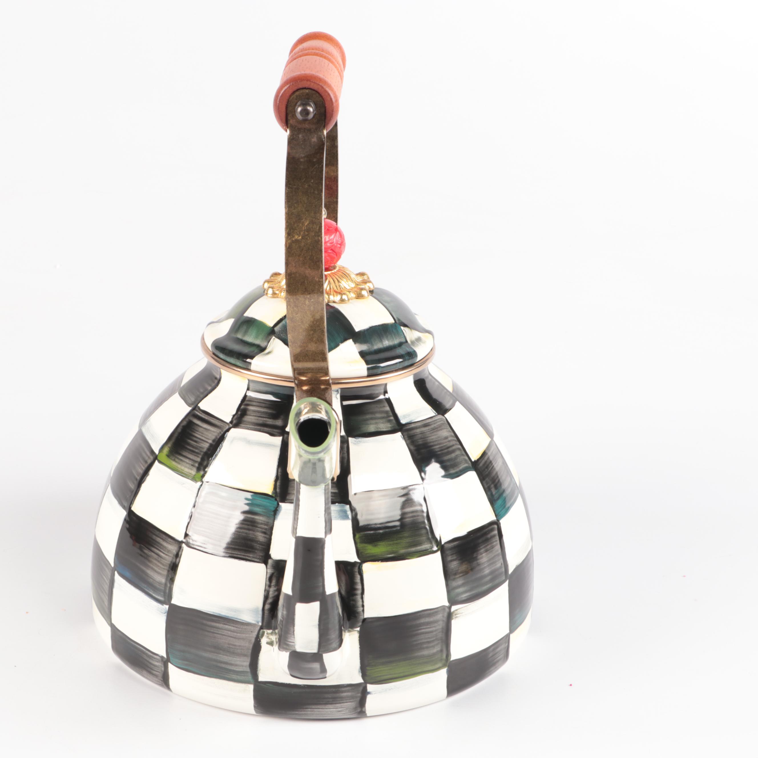 MacKenzie-Childs "Courtly Check" Enamelware Tea Kettle