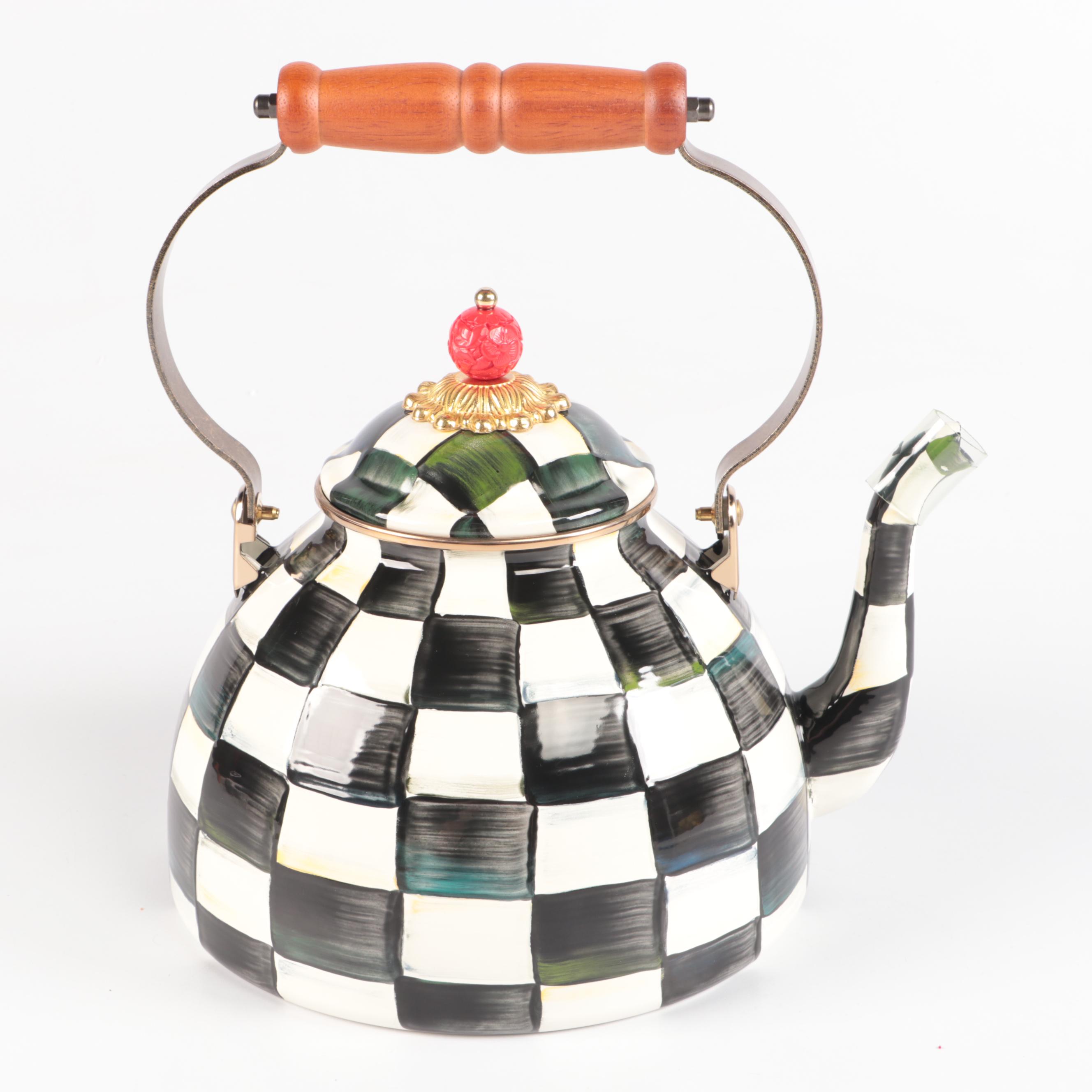 MacKenzie-Childs "Courtly Check" Enamelware Tea Kettle