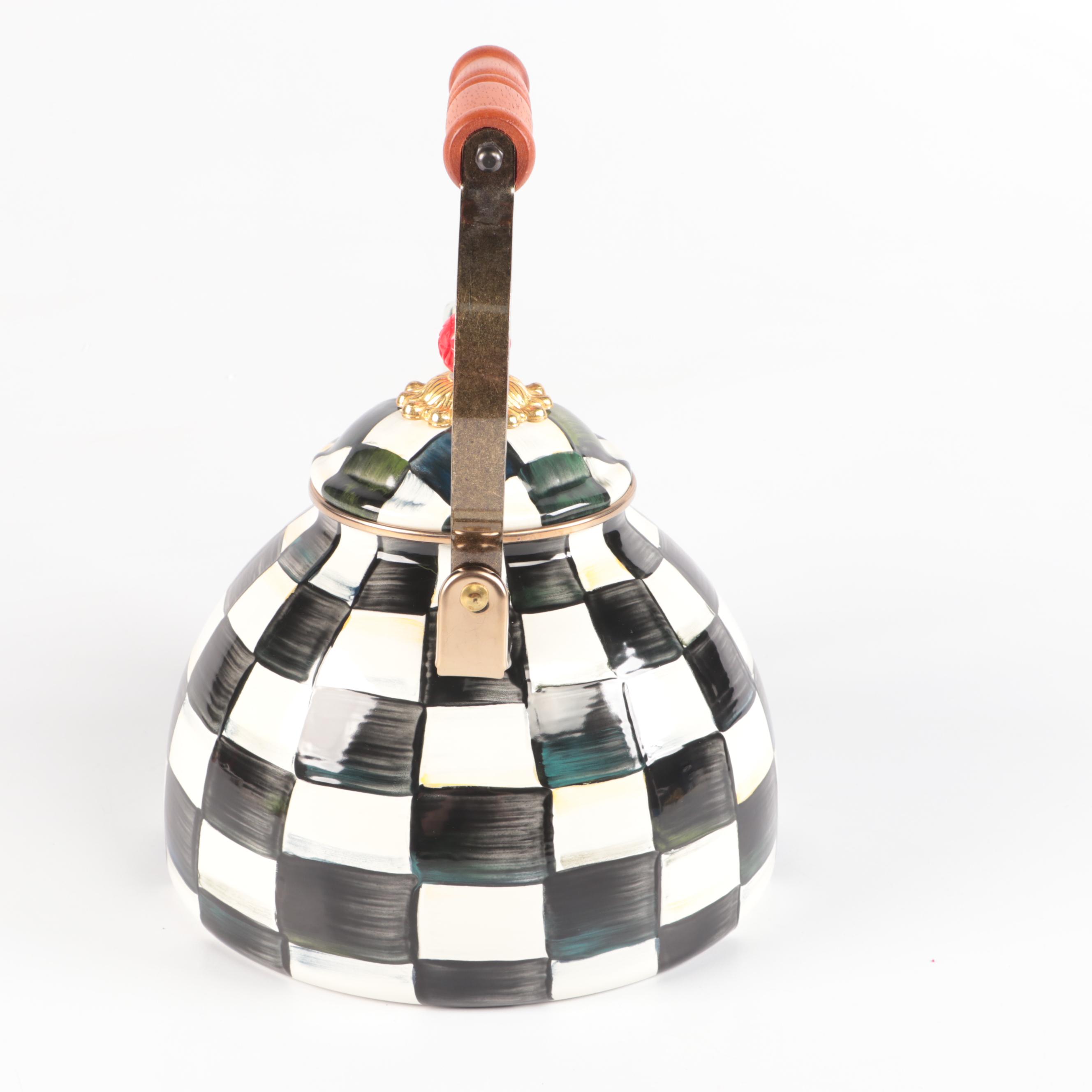 MacKenzie-Childs "Courtly Check" Enamelware Tea Kettle